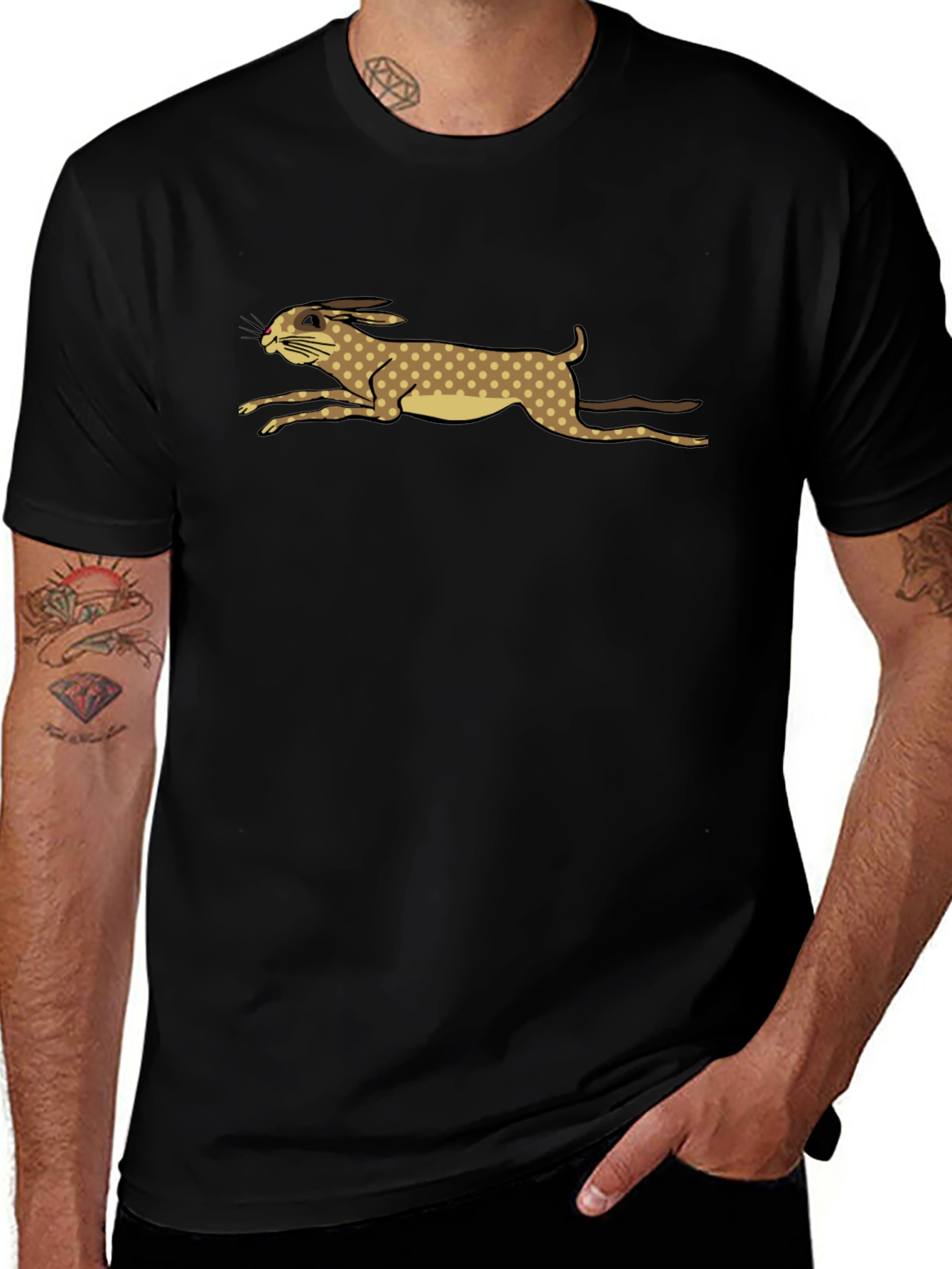 Rabbit Run Graphic Tee - Black Cotton Casual Top