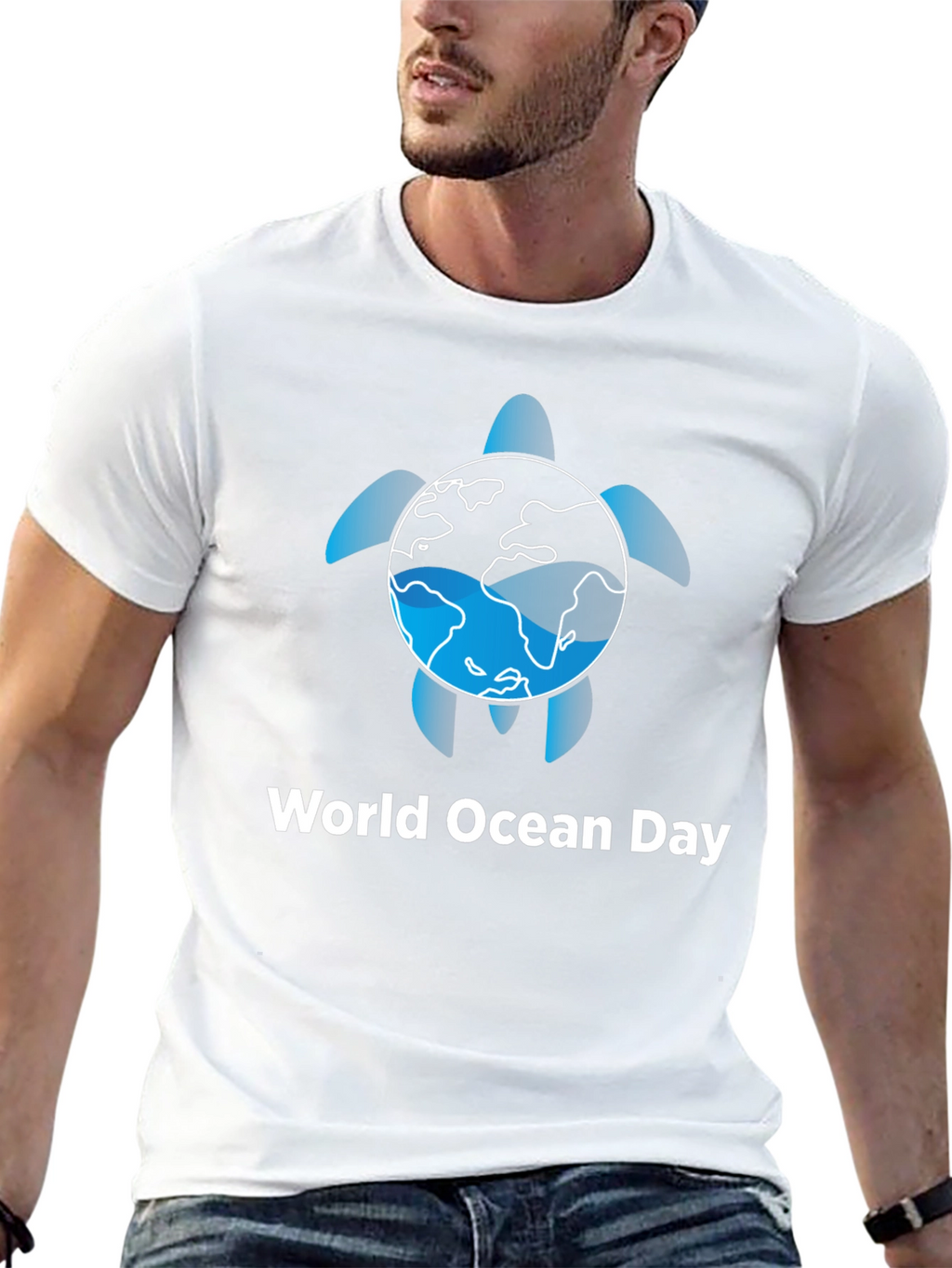 World Ocean Day Turtle Earth Graphic T-Shirt