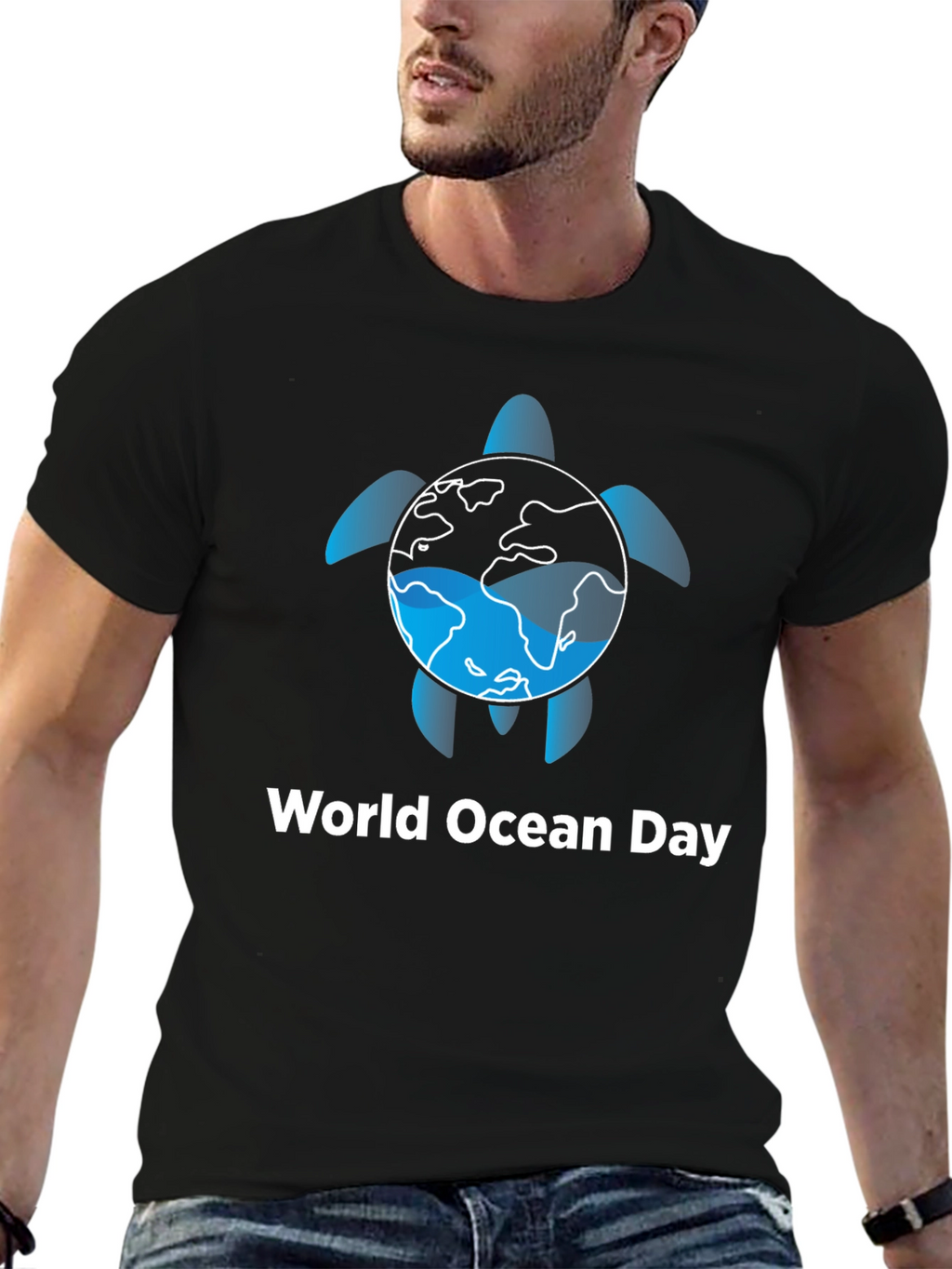 World Ocean Day Turtle Earth Graphic T-Shirt