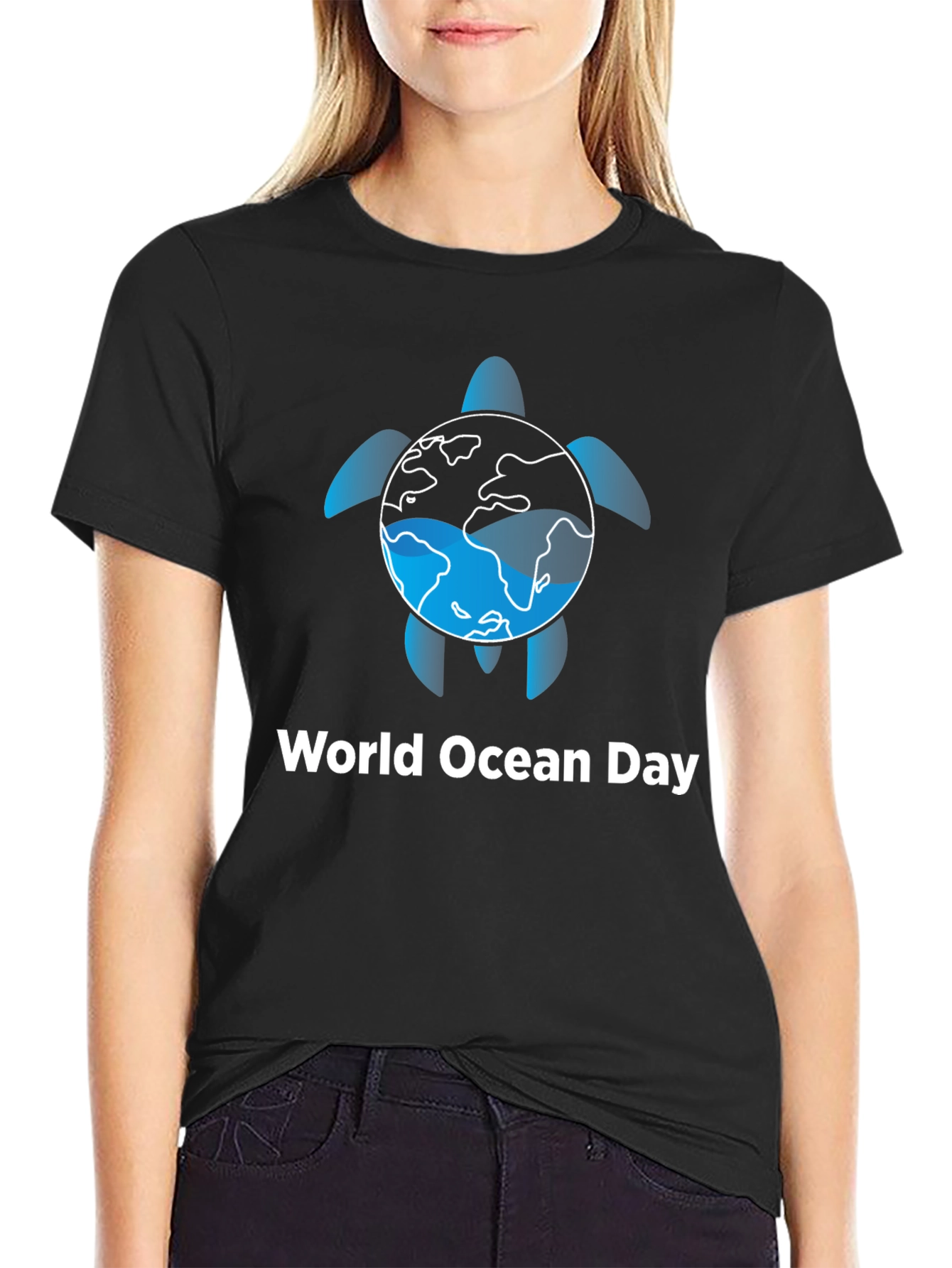 World Ocean Day Turtle Earth Graphic T-Shirt