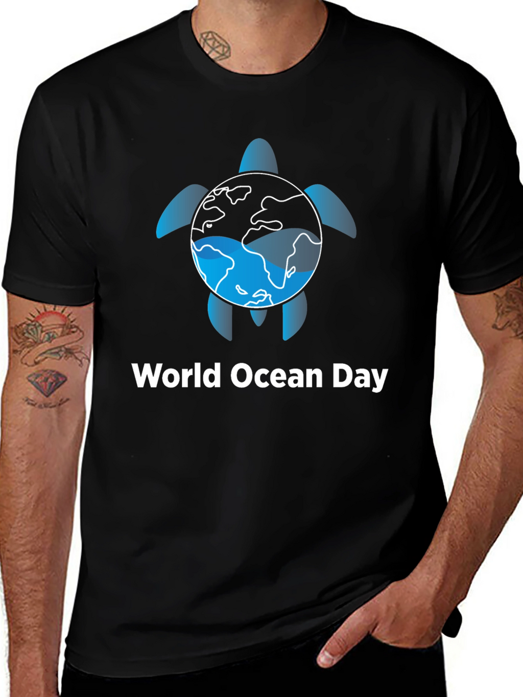 World Ocean Day Turtle Earth Graphic T-Shirt