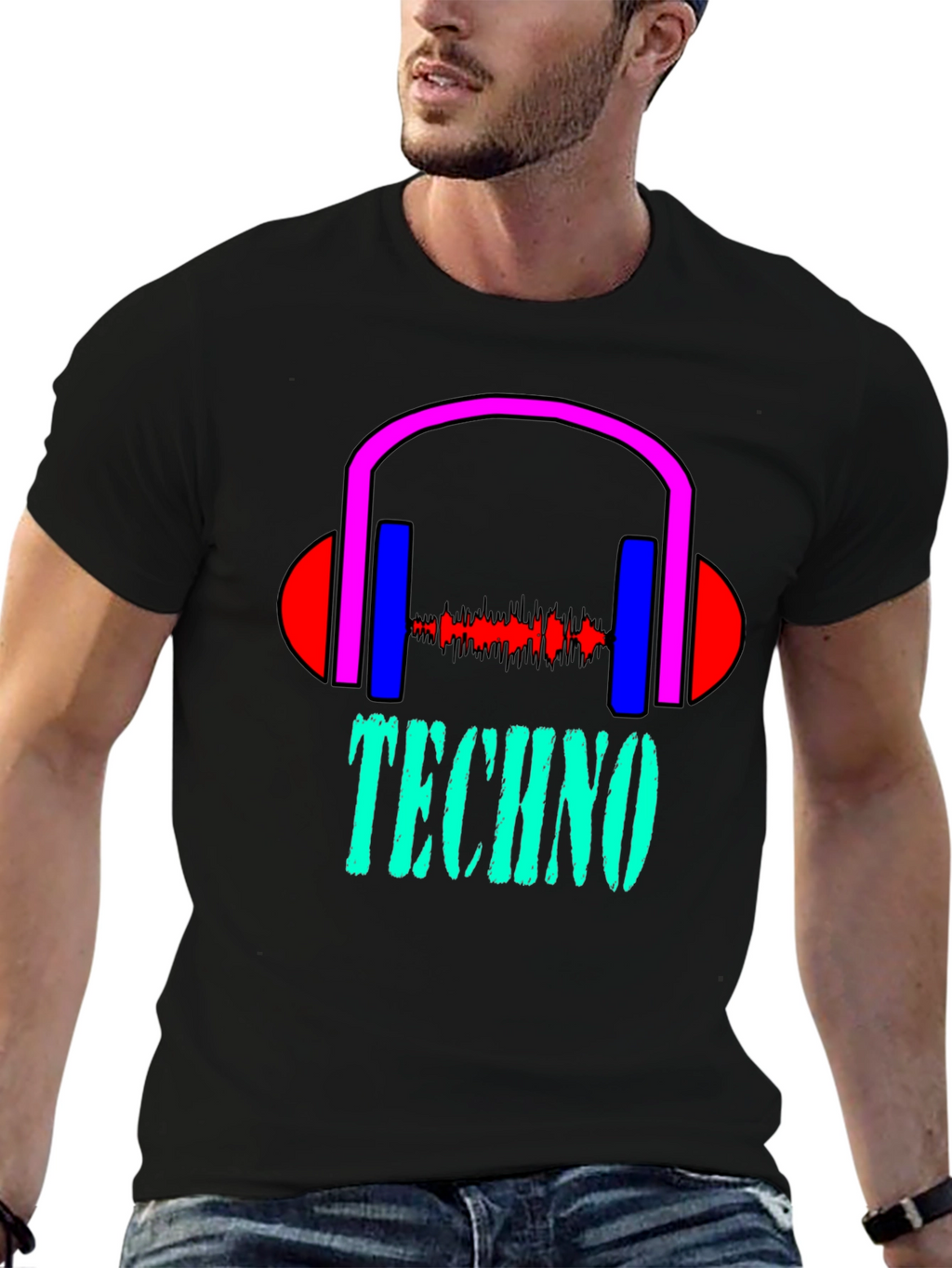 Techno Music Graphic Tee - Stylish Black T-Shirt