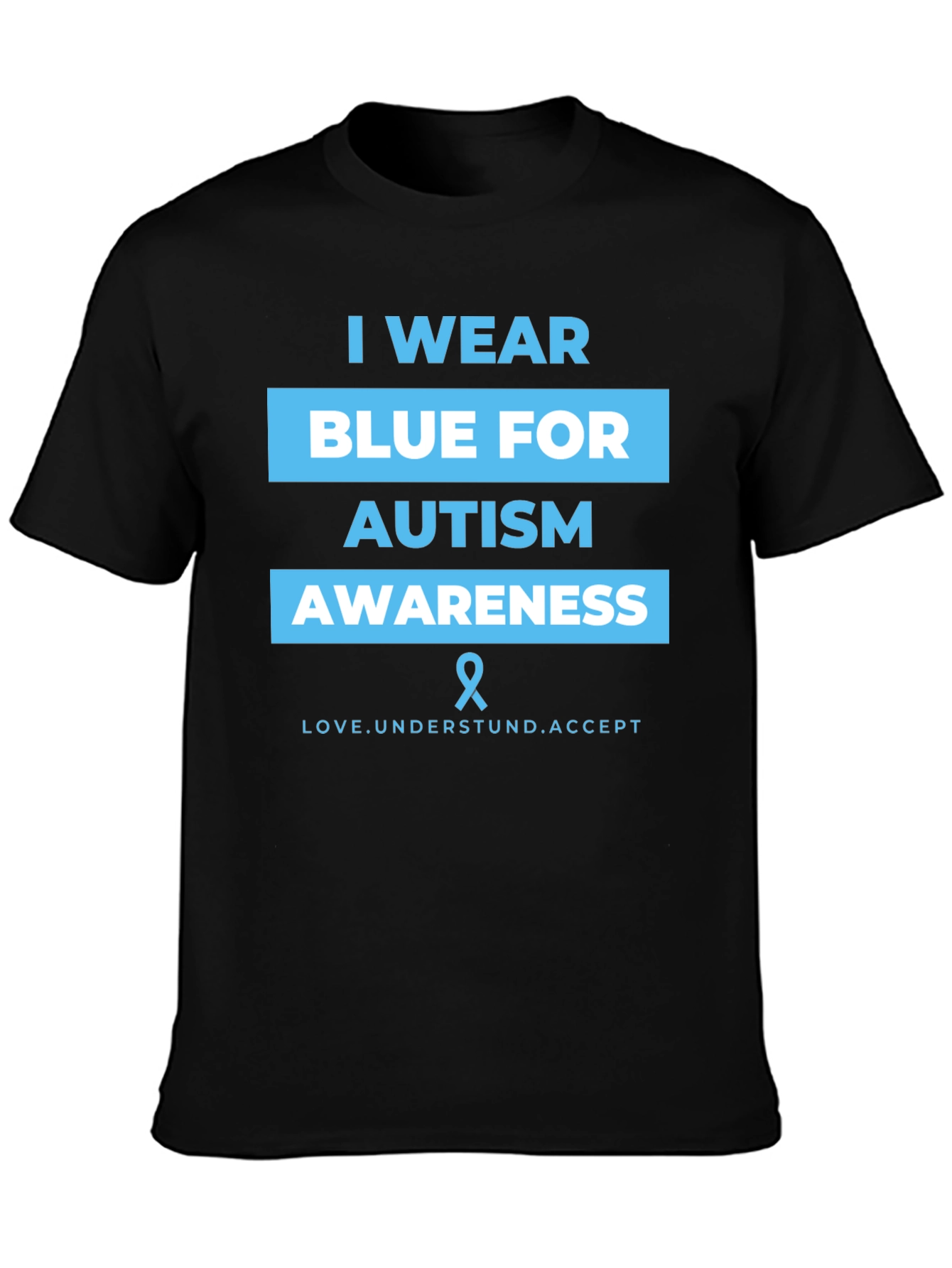 Autism Awareness Blue Ribbon Graphic T-Shirt