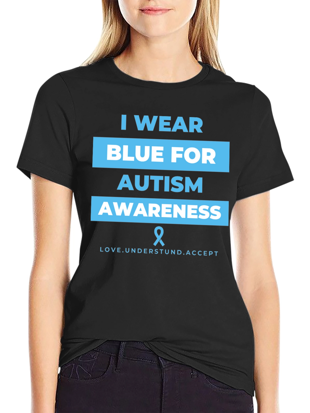 Autism Awareness Blue Ribbon Graphic T-Shirt