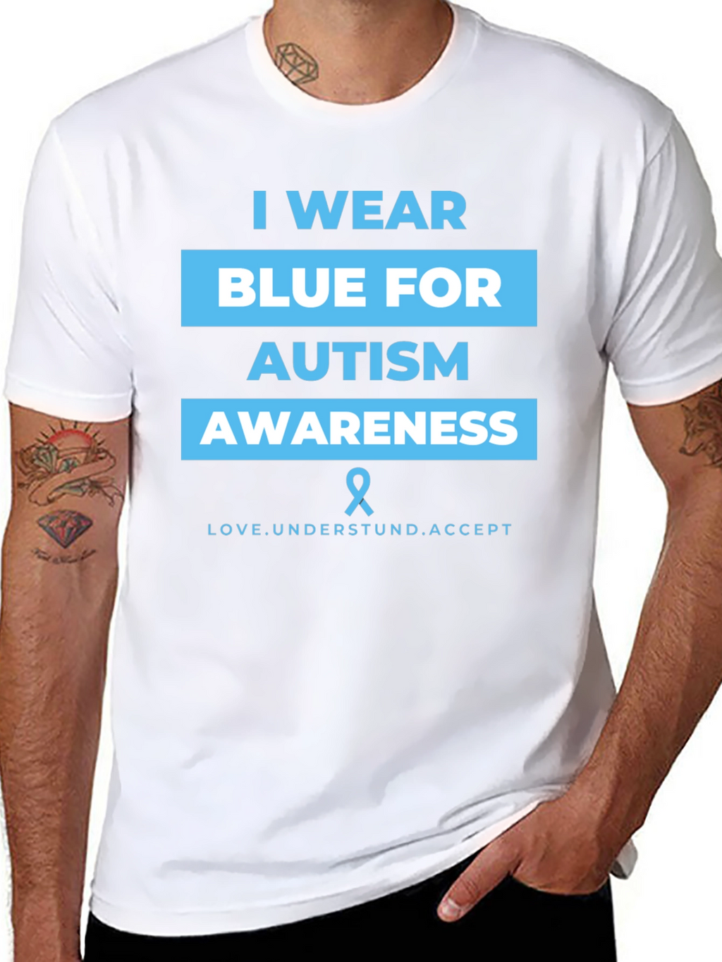Autism Awareness Blue Ribbon Graphic T-Shirt