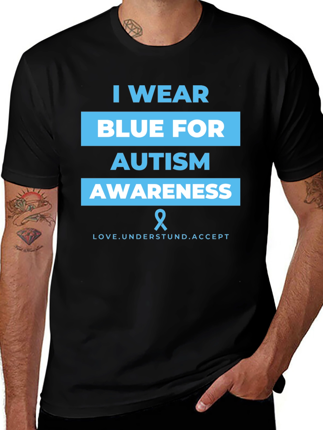 Autism Awareness Blue Ribbon Graphic T-Shirt