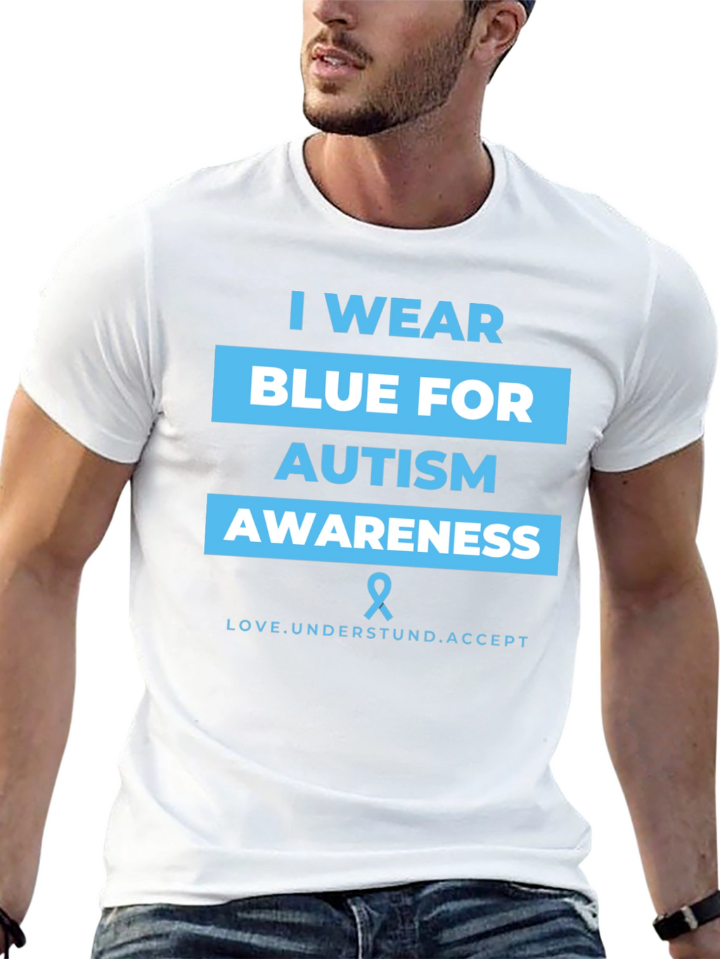 Autism Awareness Blue Ribbon Graphic T-Shirt
