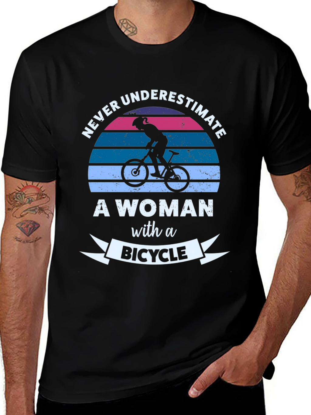 Never Underestimate a Woman with a Bicycle T-Shirt