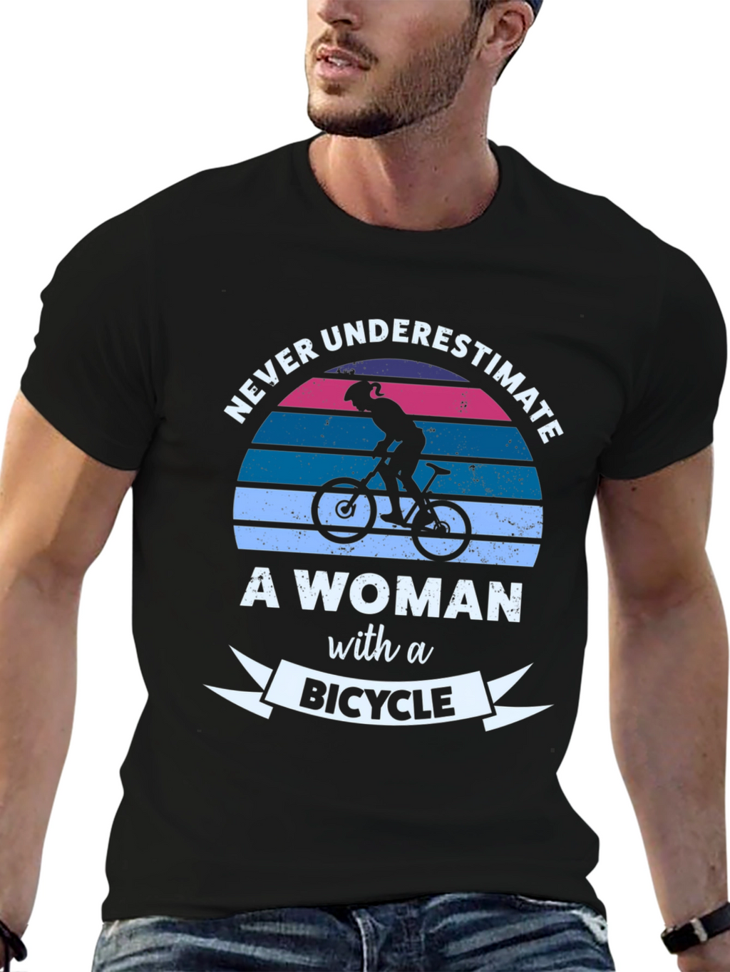Never Underestimate a Woman with a Bicycle T-Shirt