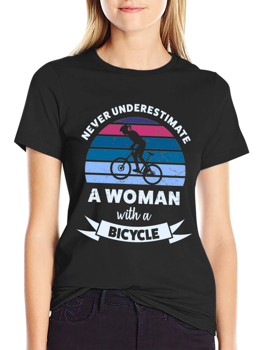 Never Underestimate a Woman with a Bicycle T-Shirt