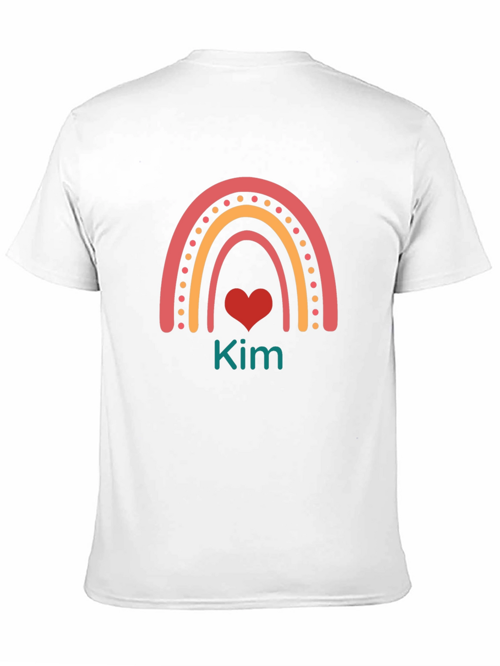 Kim Rainbow Heart Personalized Black T-Shirt