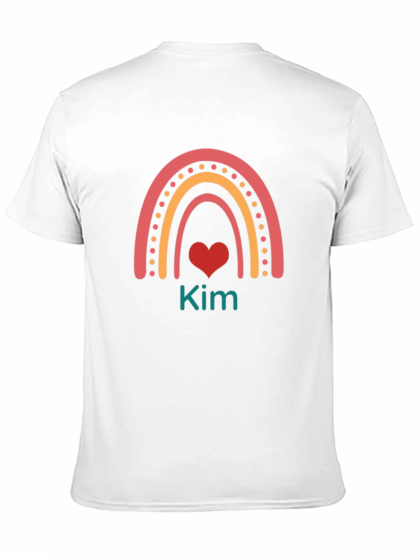 Kim Rainbow Heart Personalized Black T-Shirt