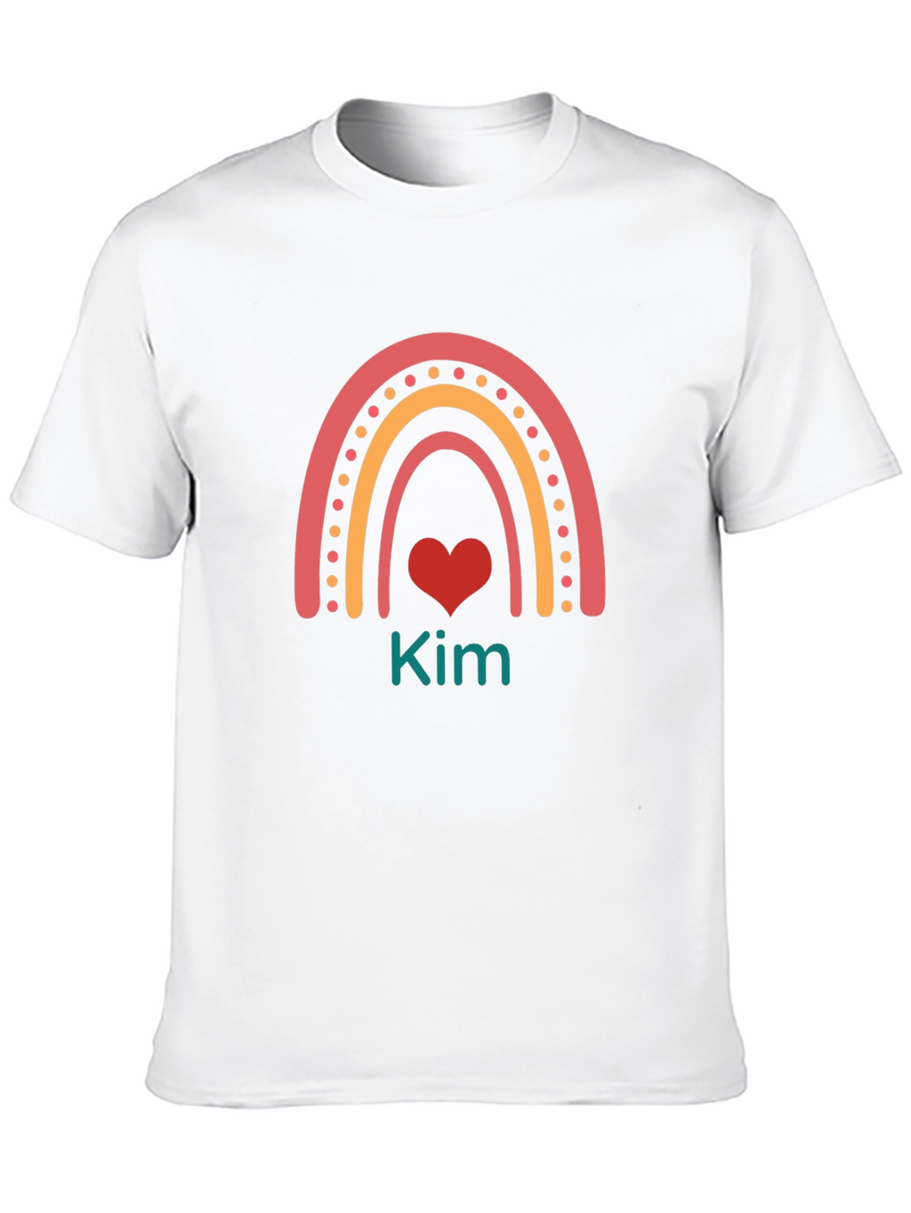 Kim Rainbow Heart Personalized Black T-Shirt