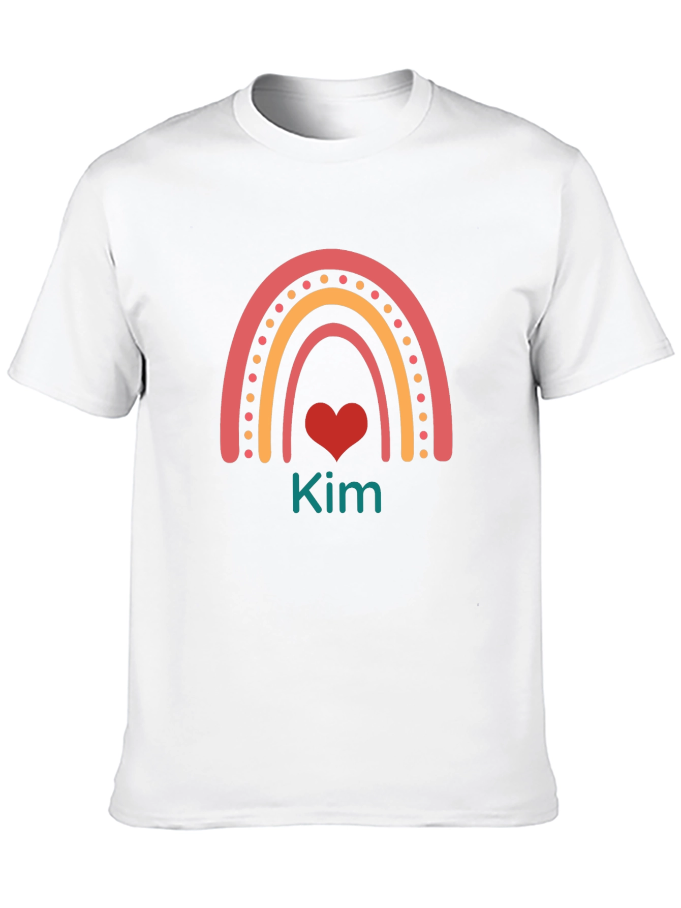 Kim Rainbow Heart Personalized Black T-Shirt