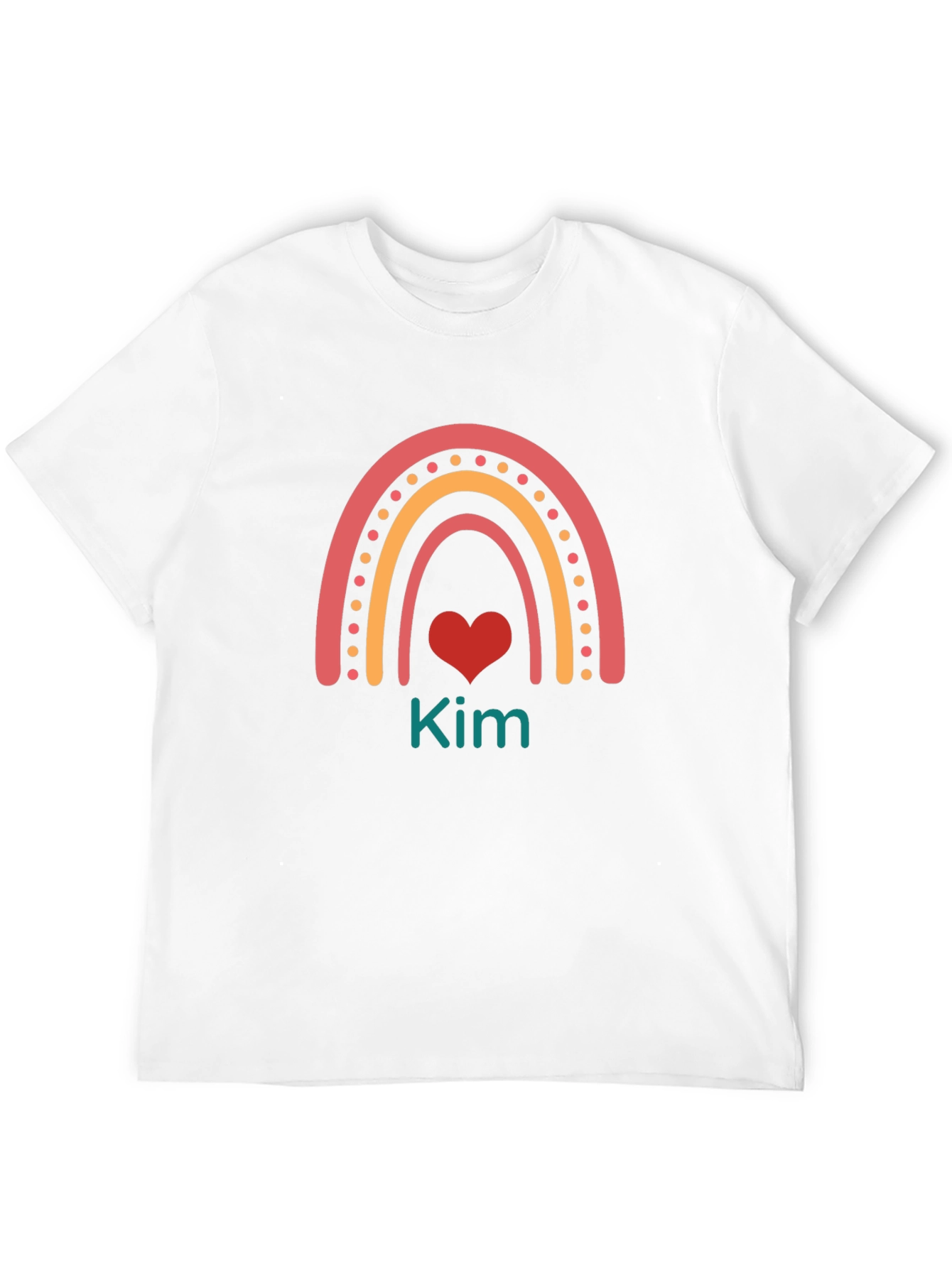 Kim Rainbow Heart Personalized Black T-Shirt
