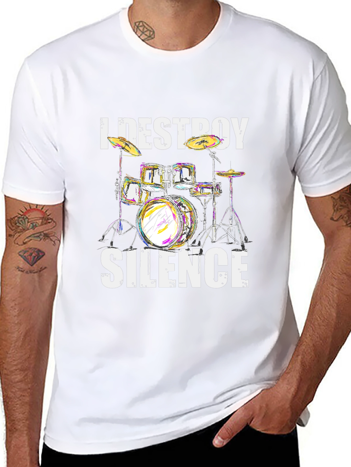 I Destroy Silence Drum Kit Graphic Tee