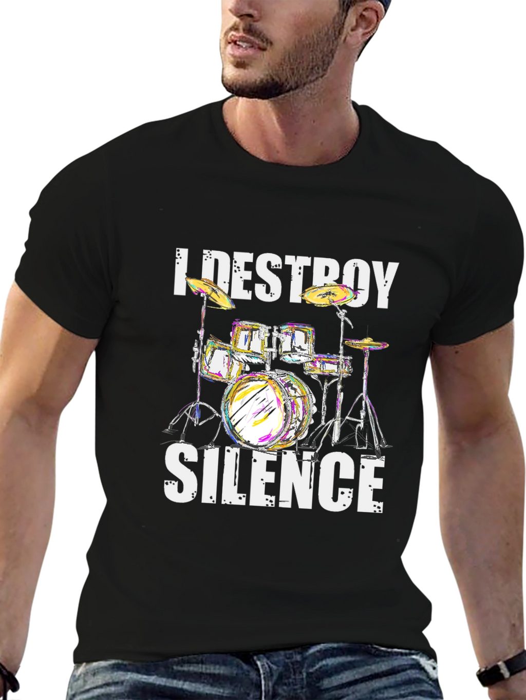 I Destroy Silence Drum Kit Graphic Tee