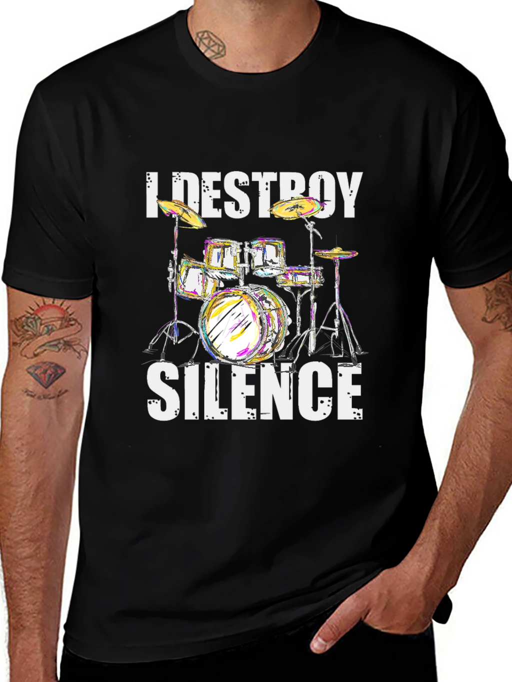 I Destroy Silence Drum Kit Graphic Tee
