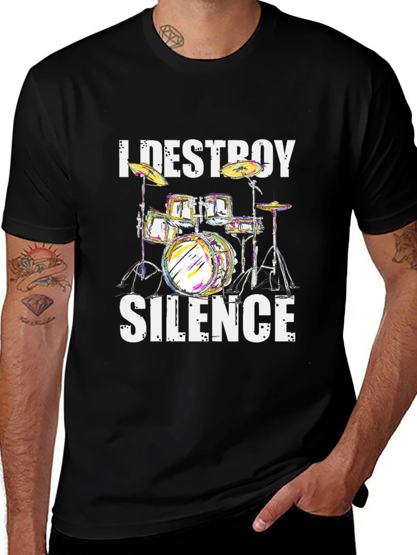 I Destroy Silence Drum Kit Graphic Tee