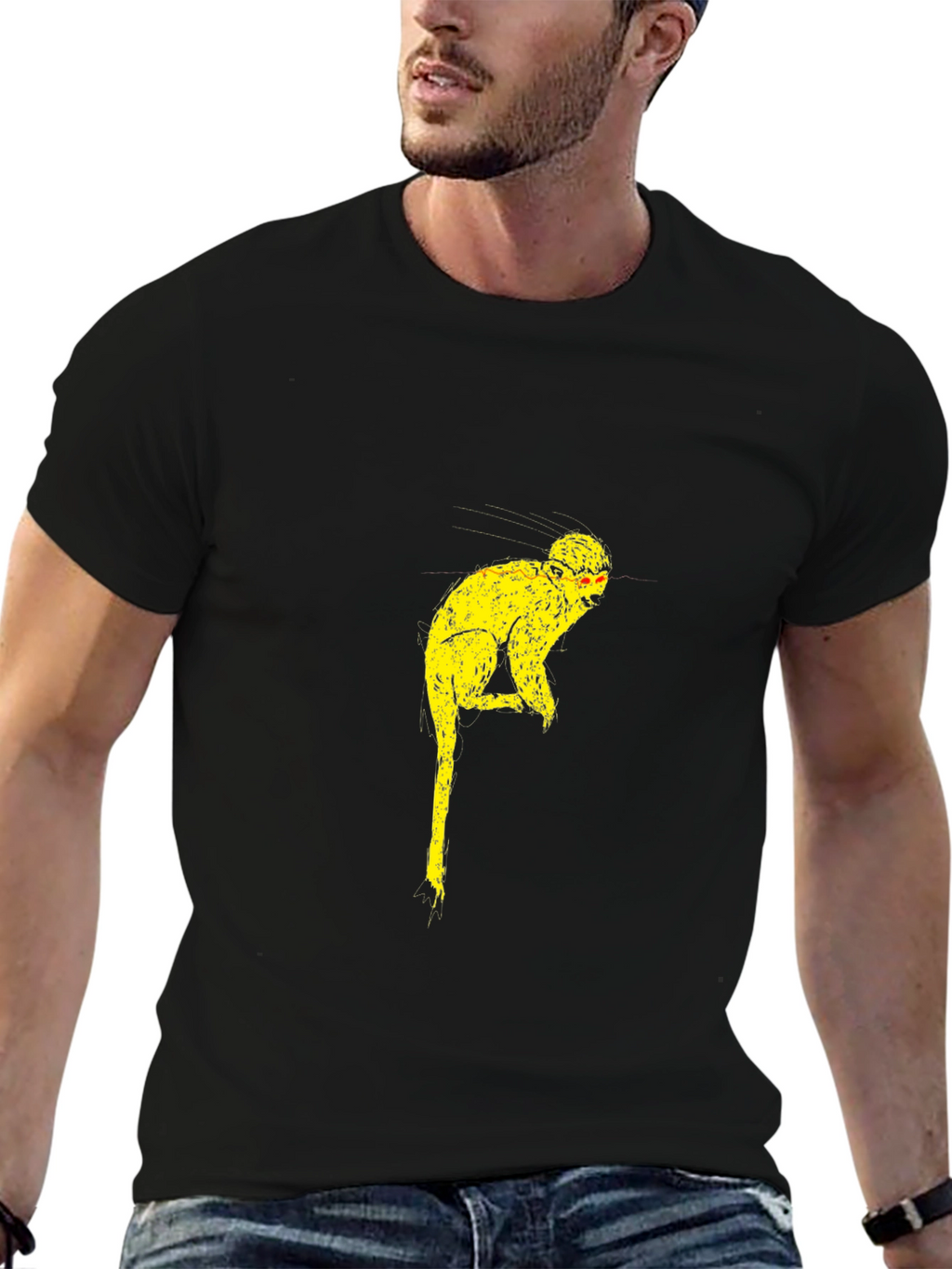 Funky Monkey Graphic Tee - Black Cotton Blend