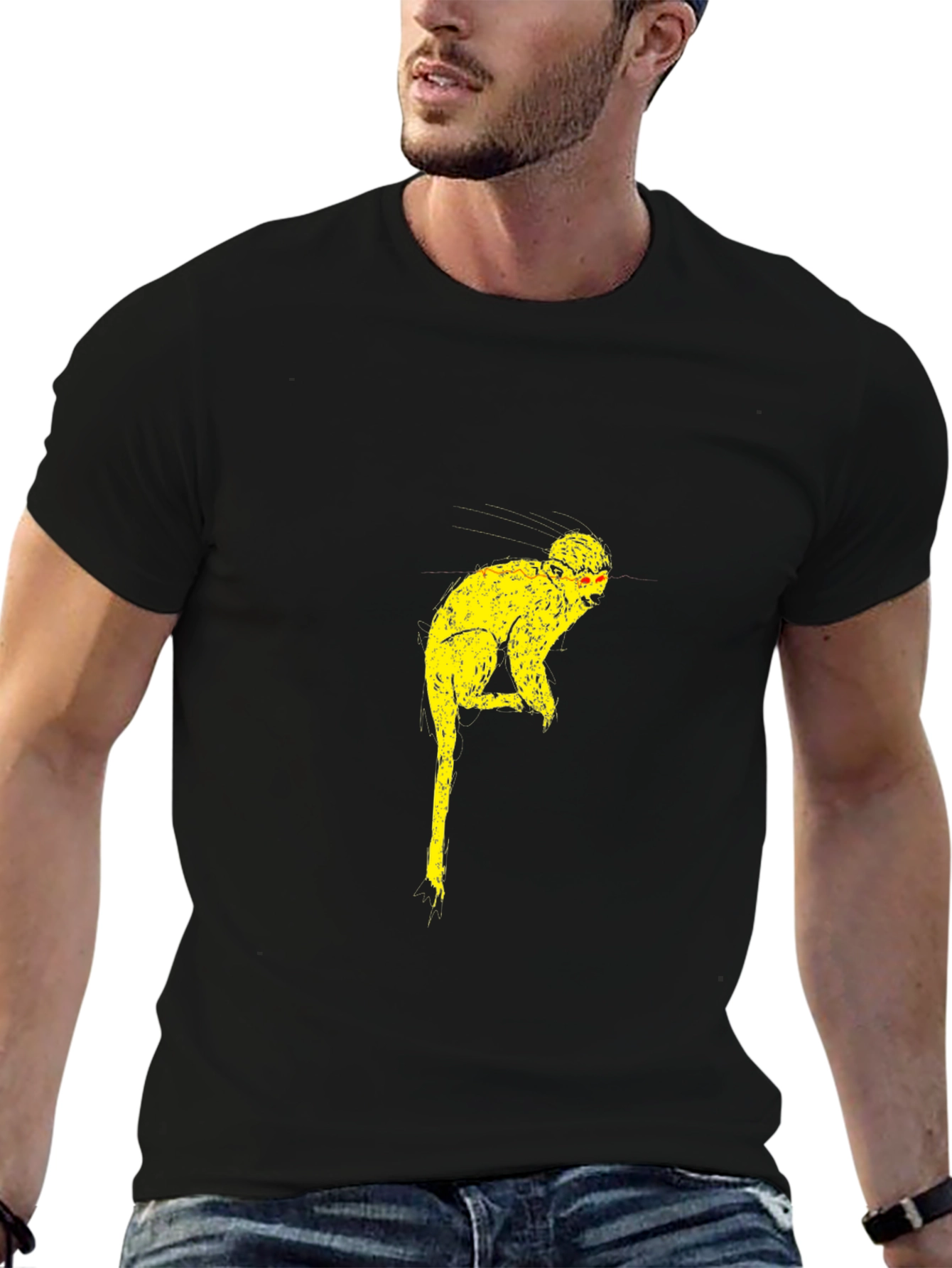 Funky Monkey Graphic Tee - Black Cotton Blend