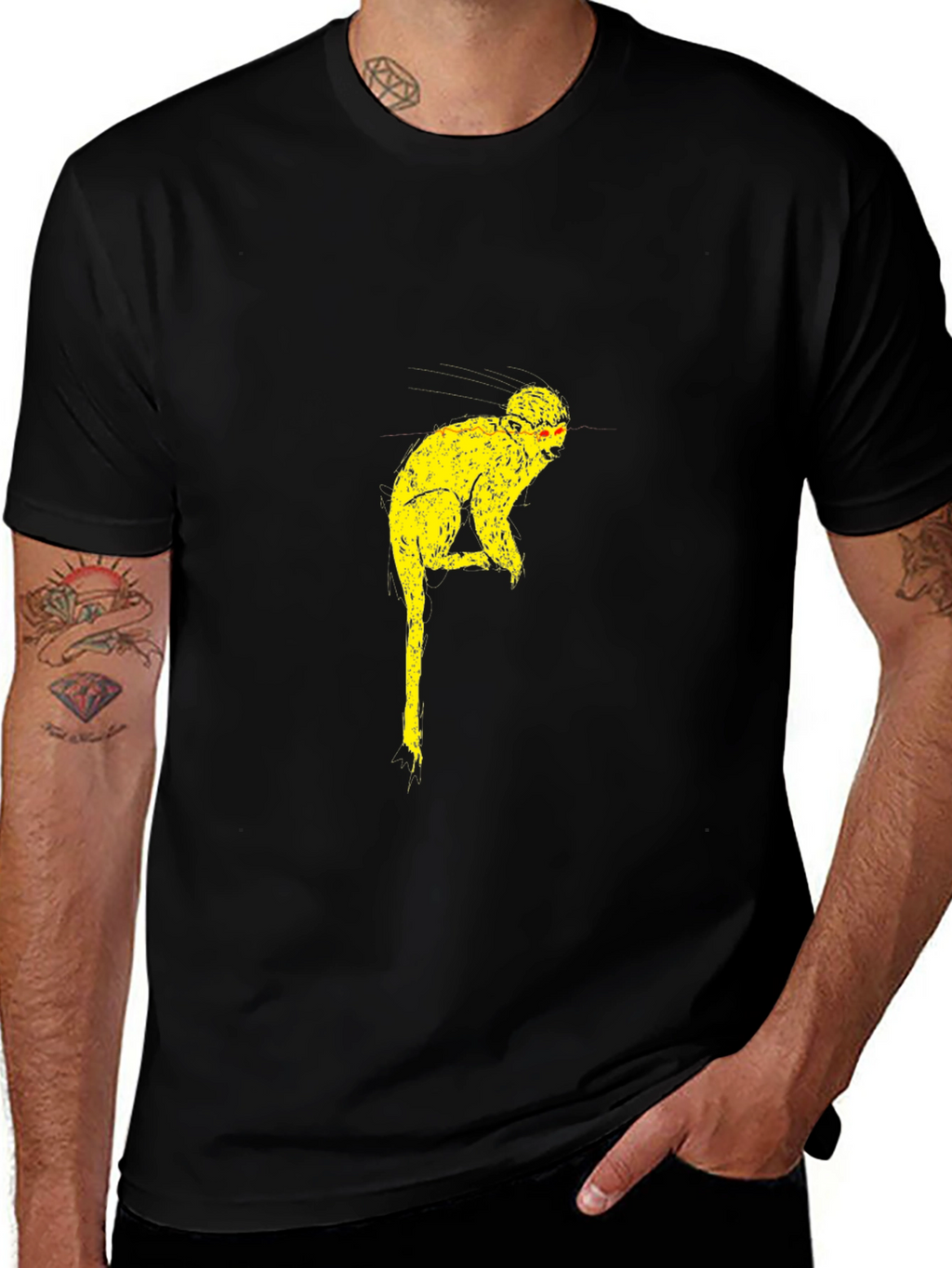 Funky Monkey Graphic Tee - Black Cotton Blend