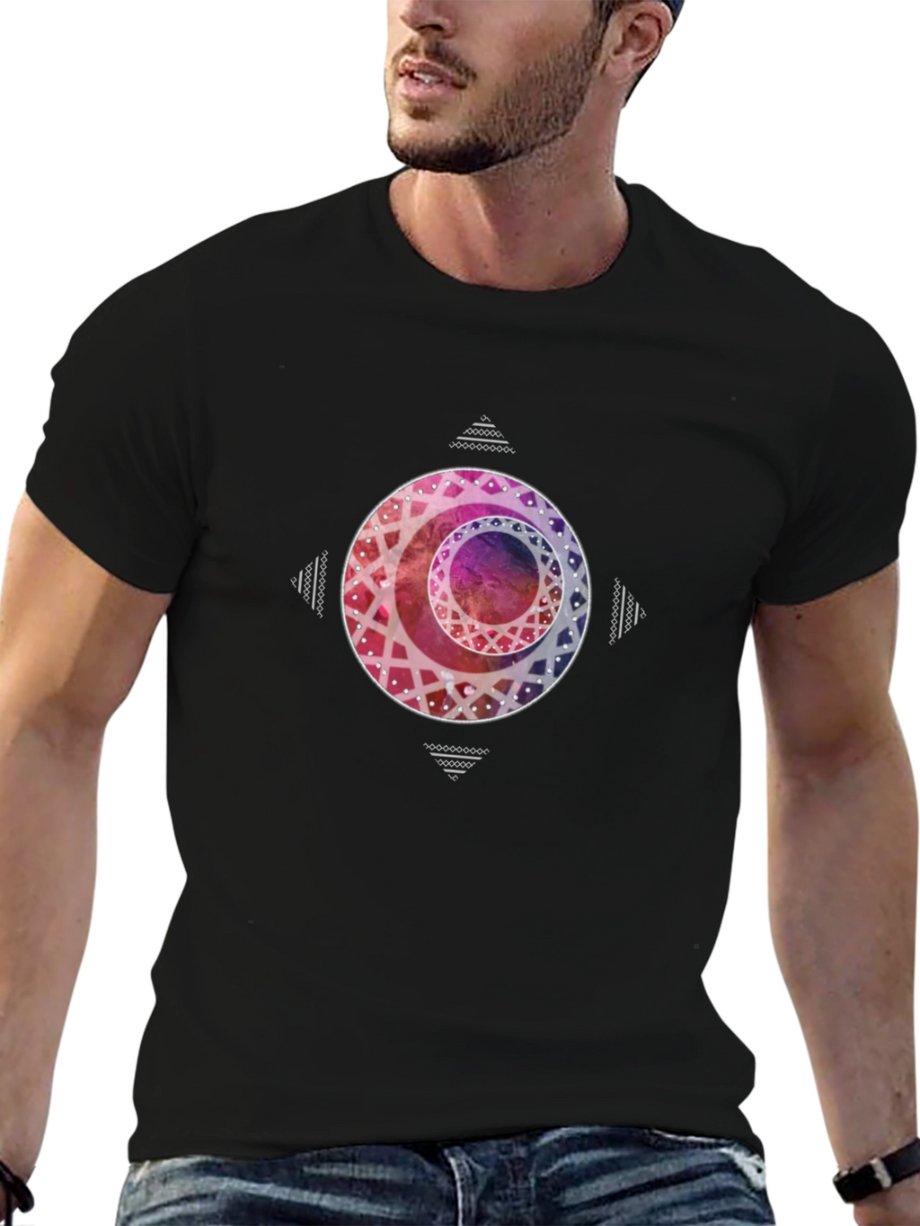 Geometric Circle Graphic Tee - Trendy Casual Wear