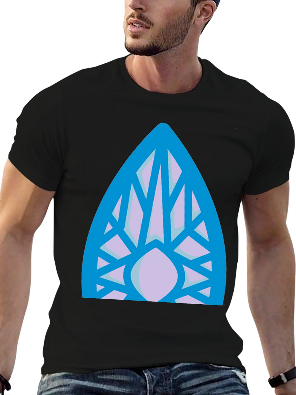 Abstract Geometric Pattern Black T-Shirt