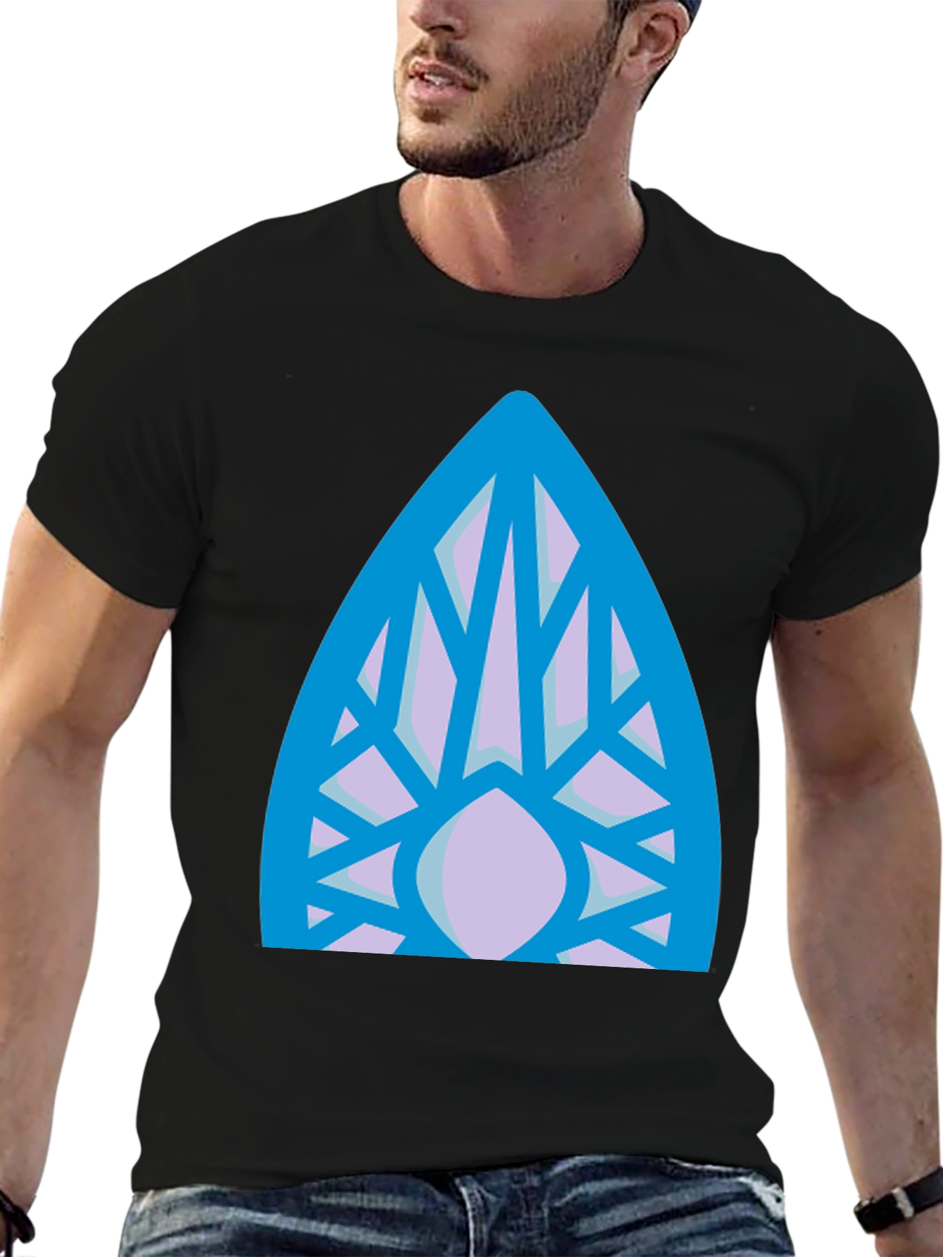 Abstract Geometric Pattern Black T-Shirt