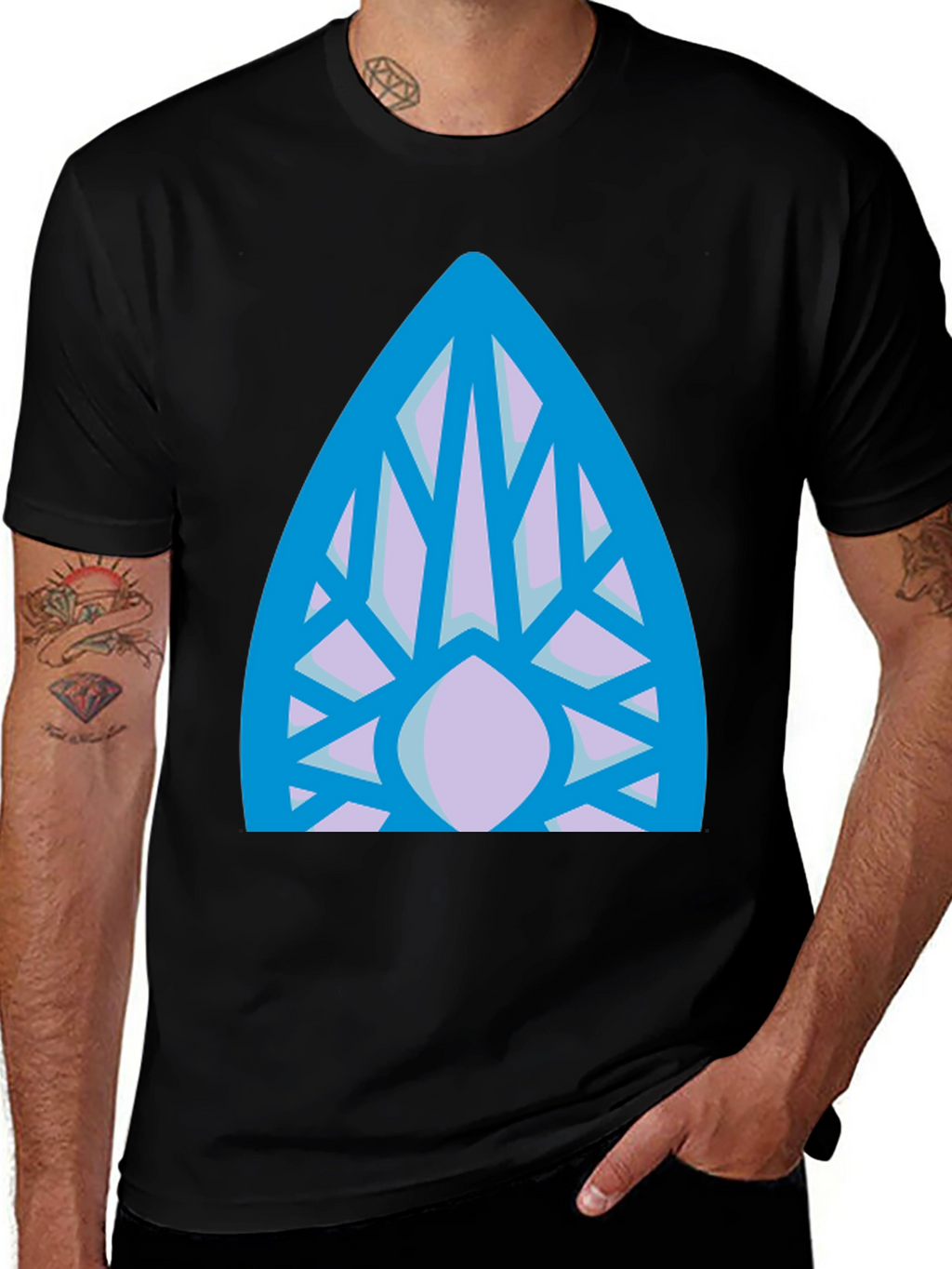 Abstract Geometric Pattern Black T-Shirt