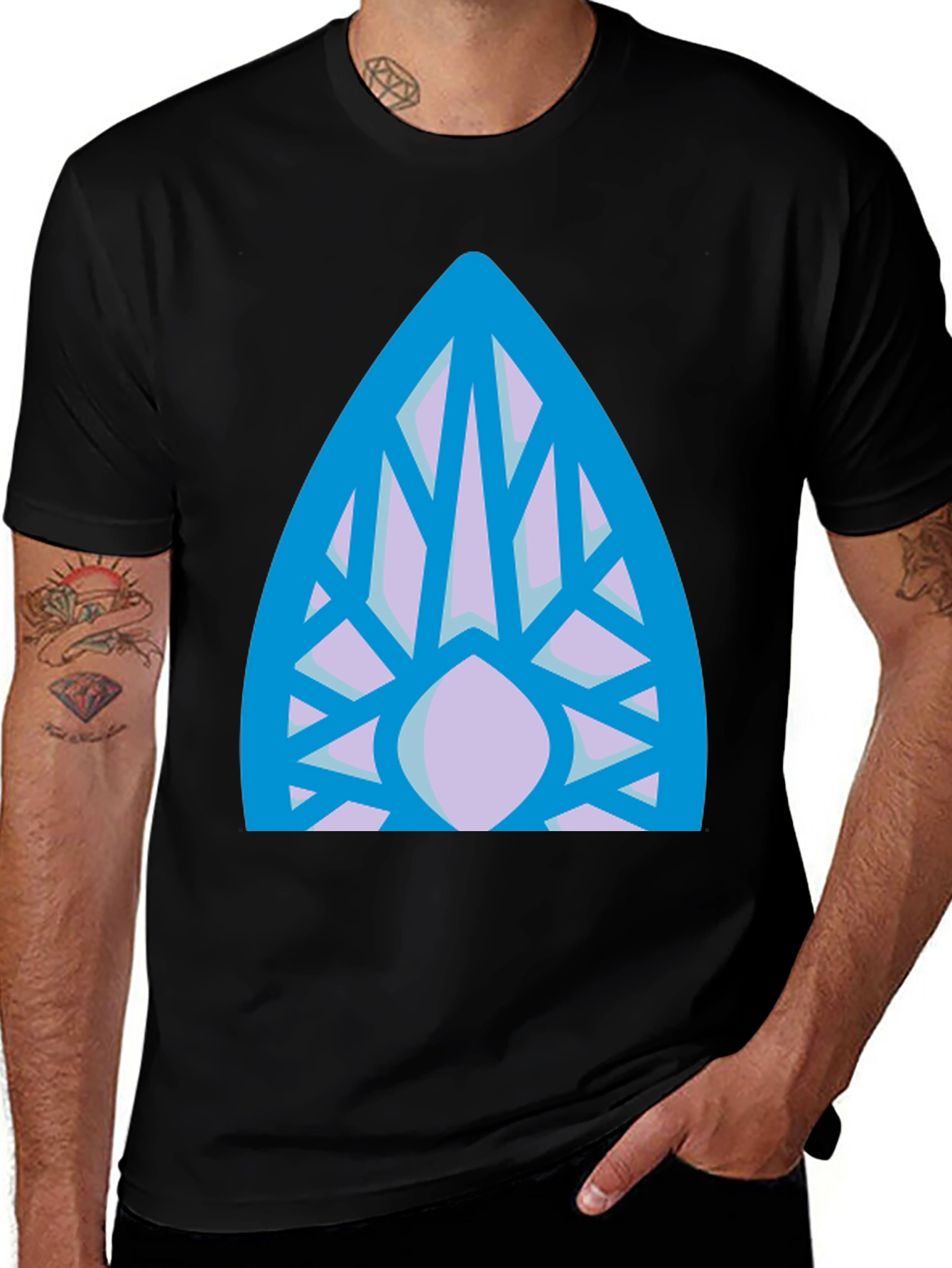 Abstract Geometric Pattern Black T-Shirt
