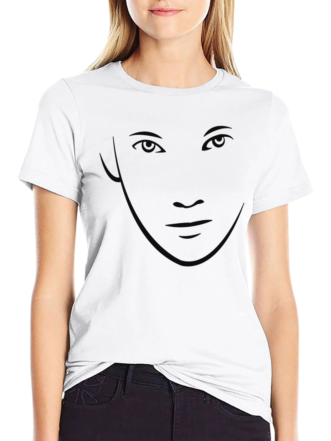Mens Black Graphic T-Shirt - Subtle Face Design