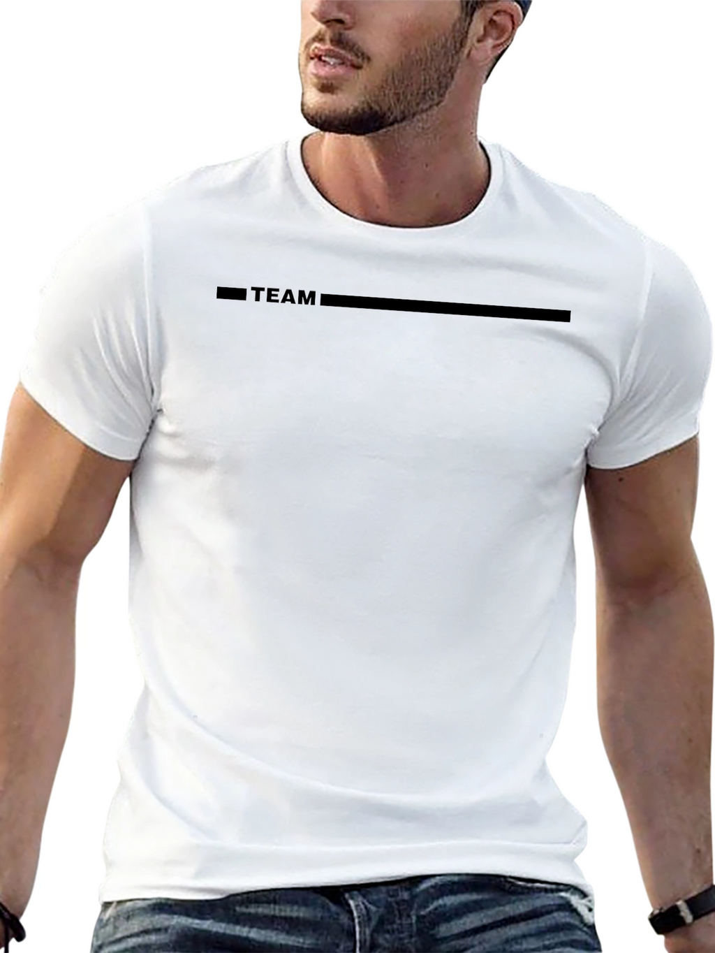 Mens Black TEAM Graphic Crewneck T-Shirt