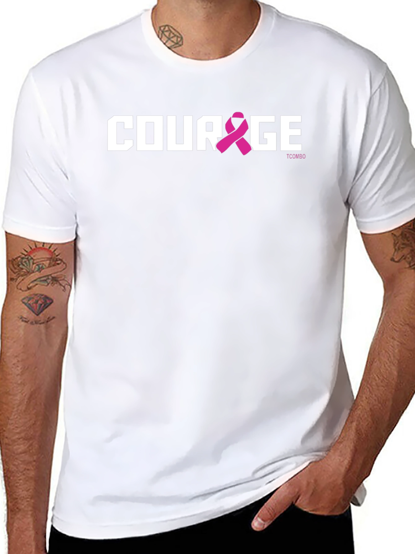 Courage Pink Ribbon Graphic T-Shirt