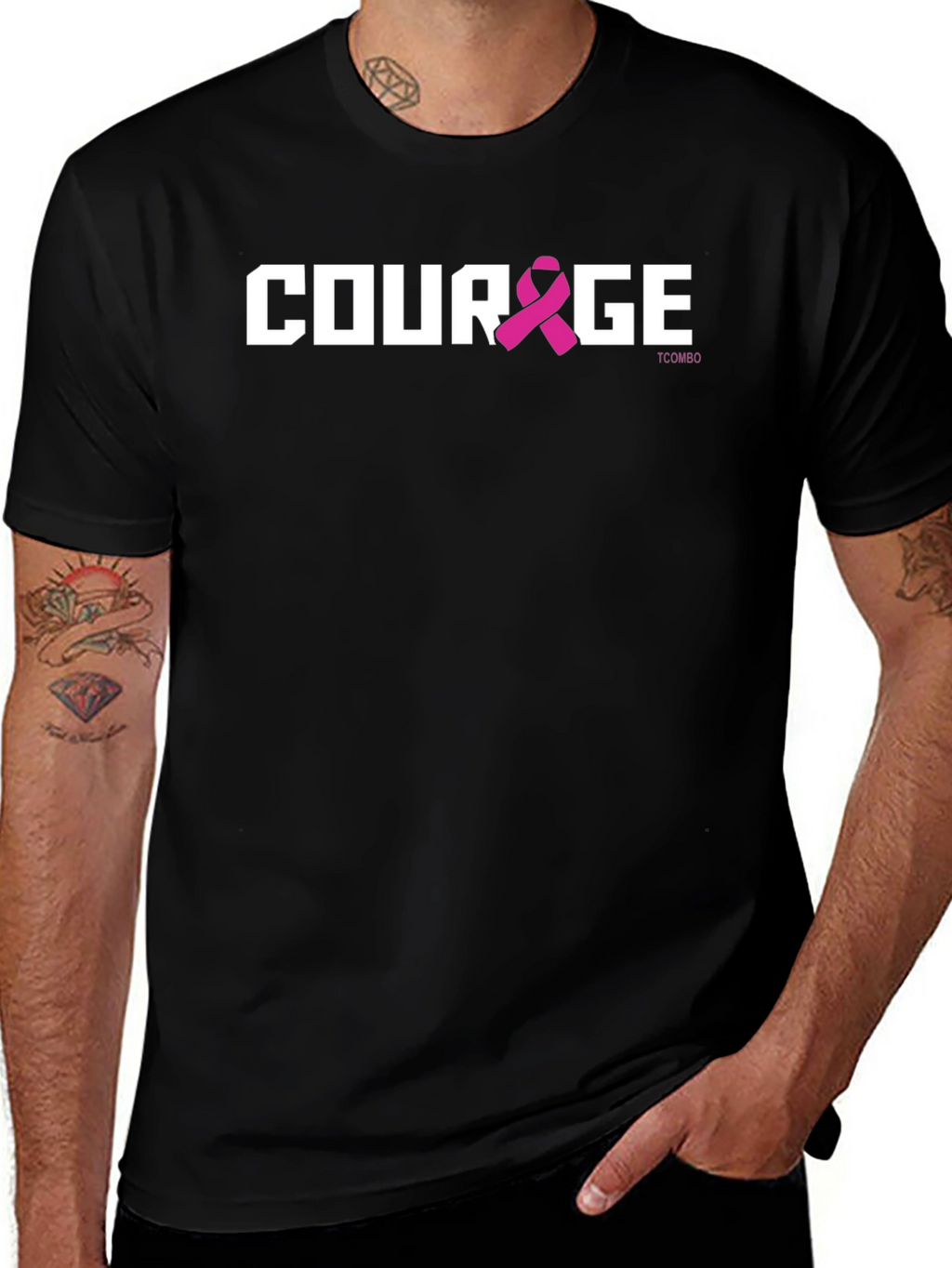 Courage Pink Ribbon Graphic T-Shirt