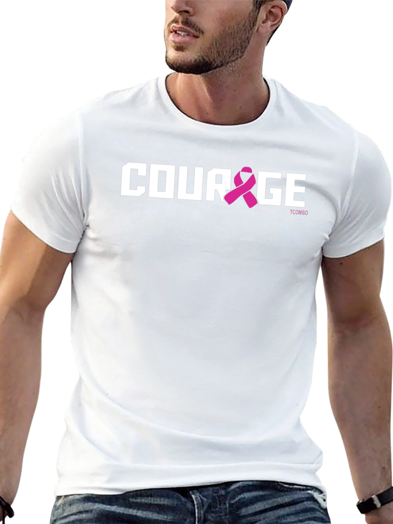 Courage Pink Ribbon Graphic T-Shirt
