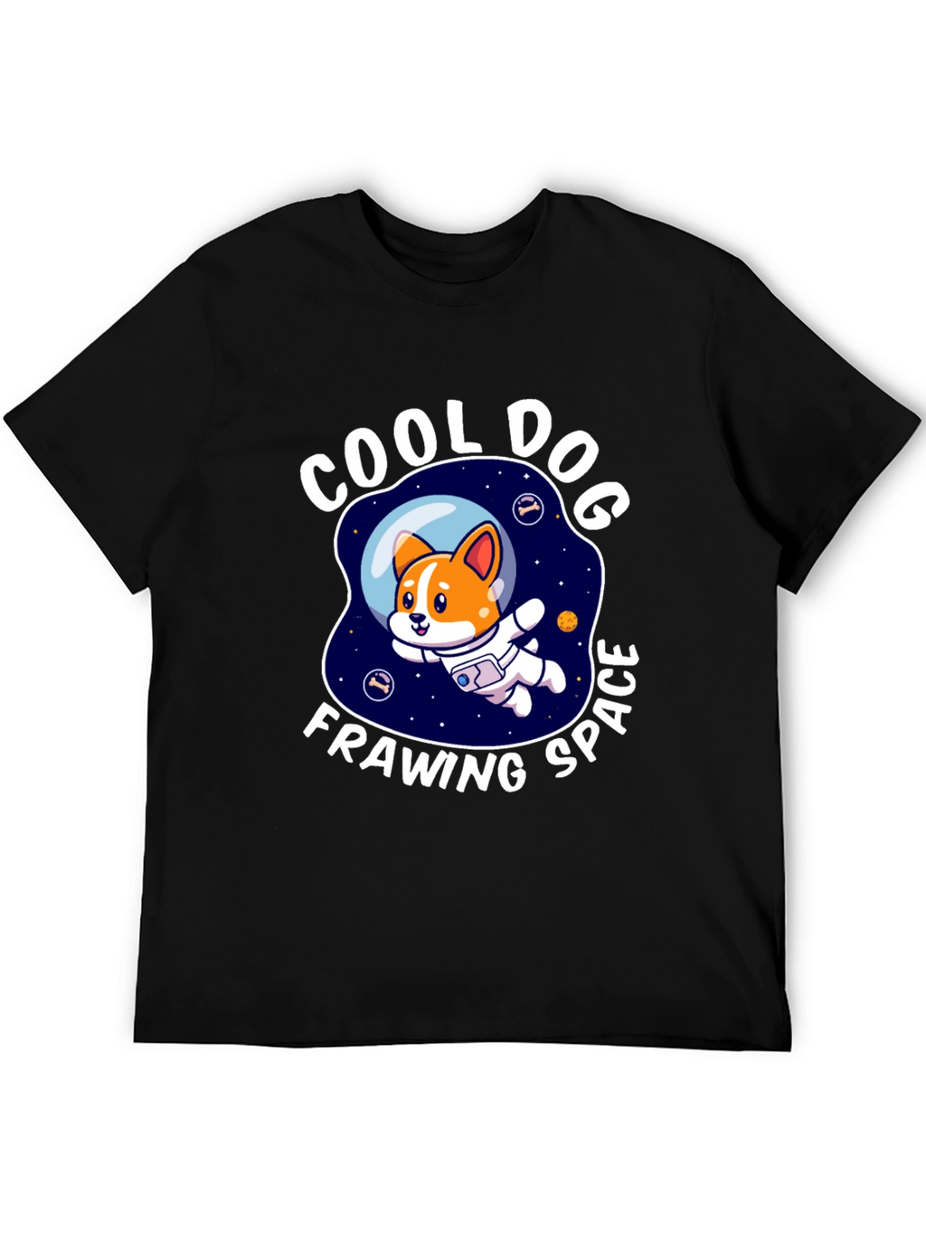 Cool Dog Frawing Space T-Shirt