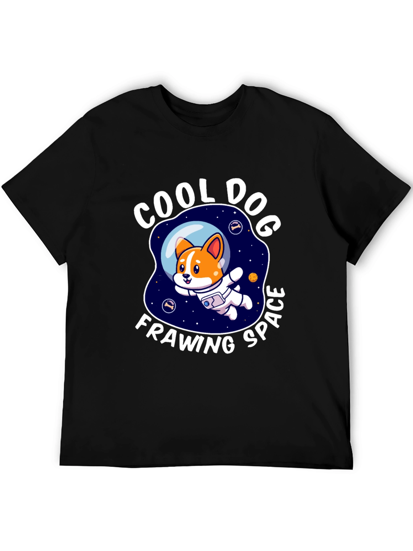 Cool Dog Frawing Space T-Shirt