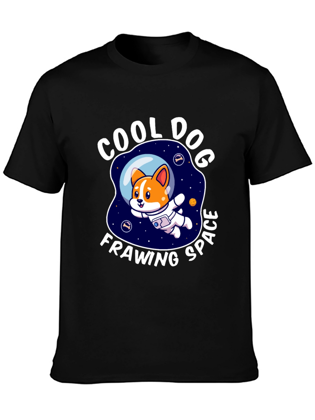 Cool Dog Frawing Space T-Shirt