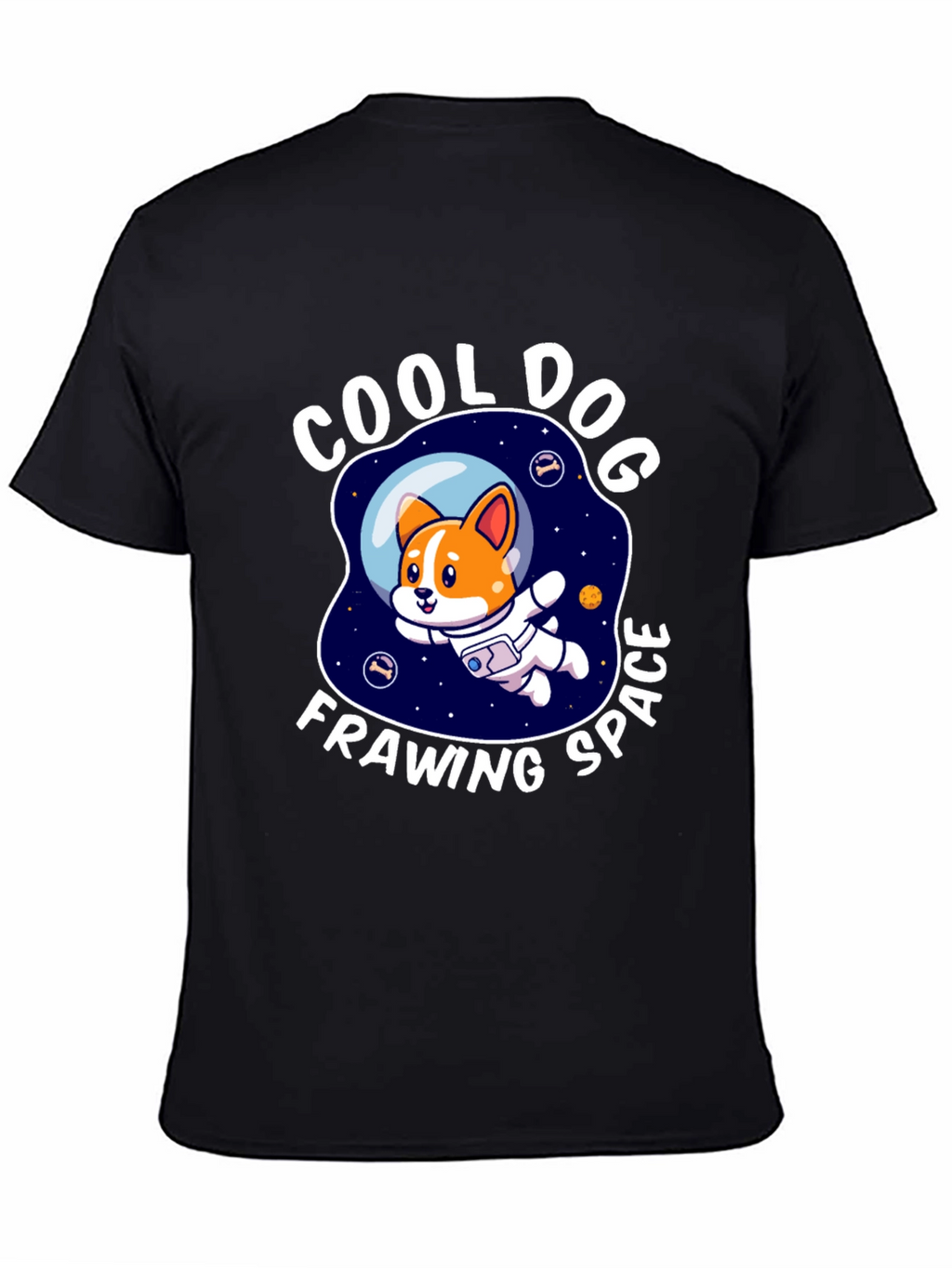 Cool Dog Frawing Space T-Shirt