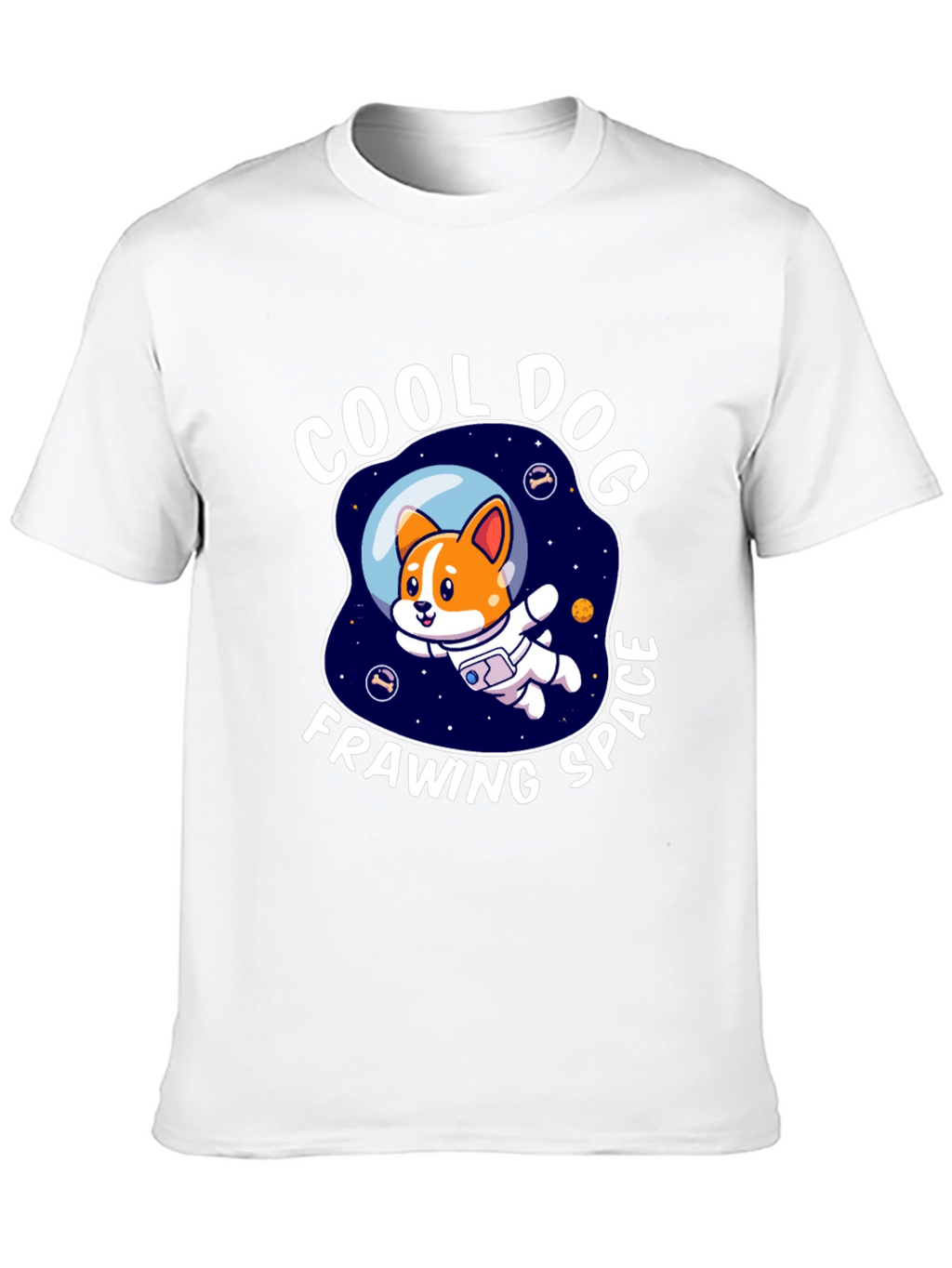 Cool Dog Frawing Space T-Shirt
