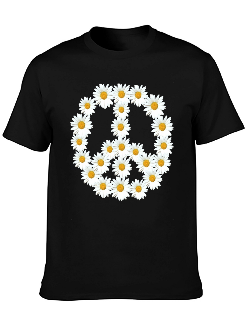 Daisy Peace Sign Black T-Shirt