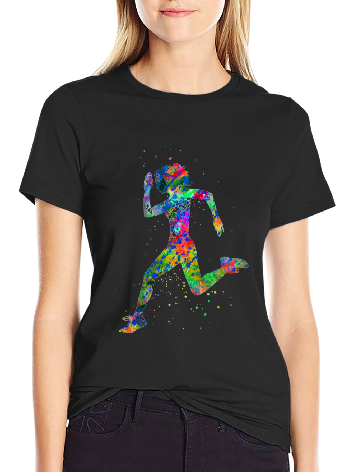 Watercolor Running Woman T-Shirt