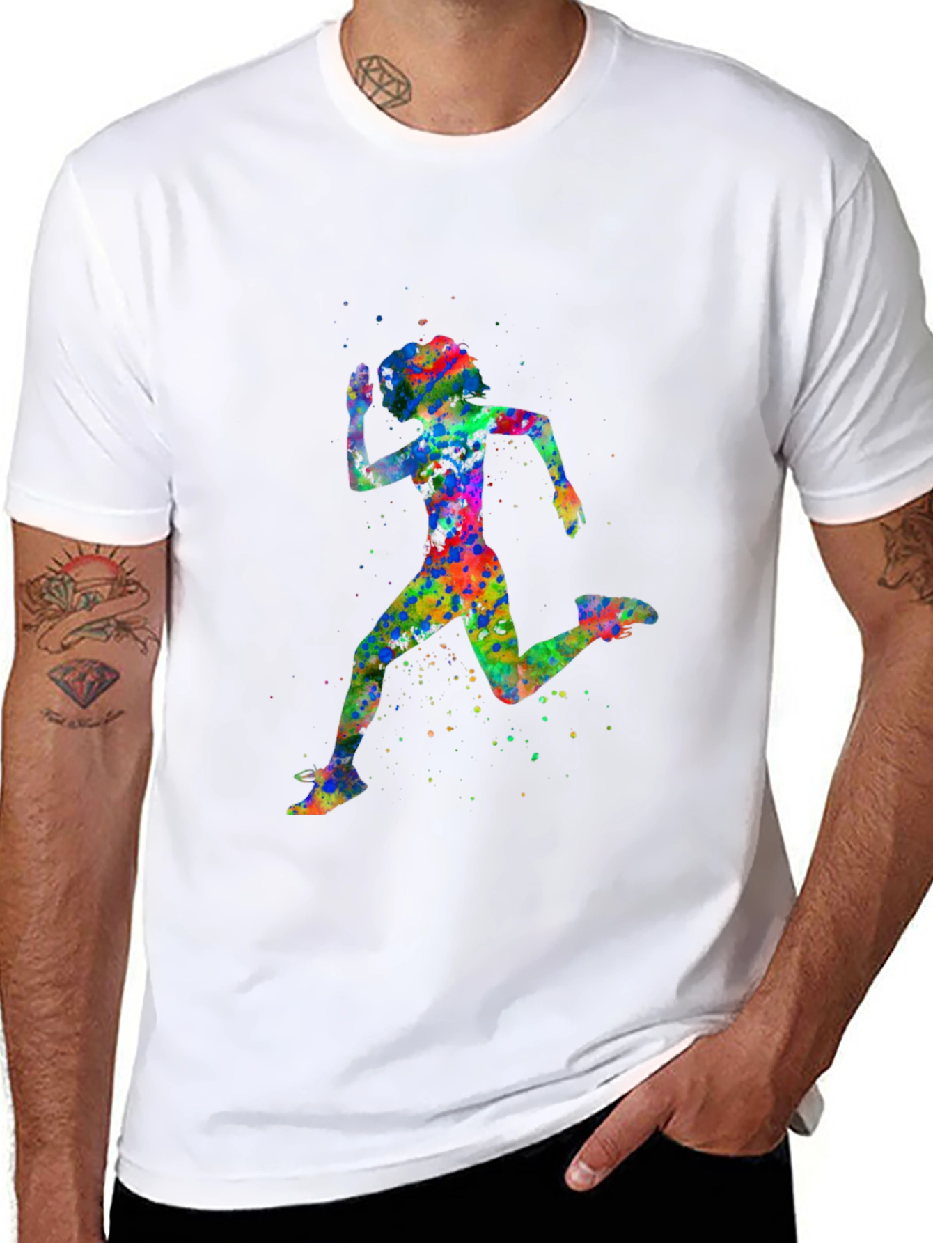 Watercolor Running Woman T-Shirt