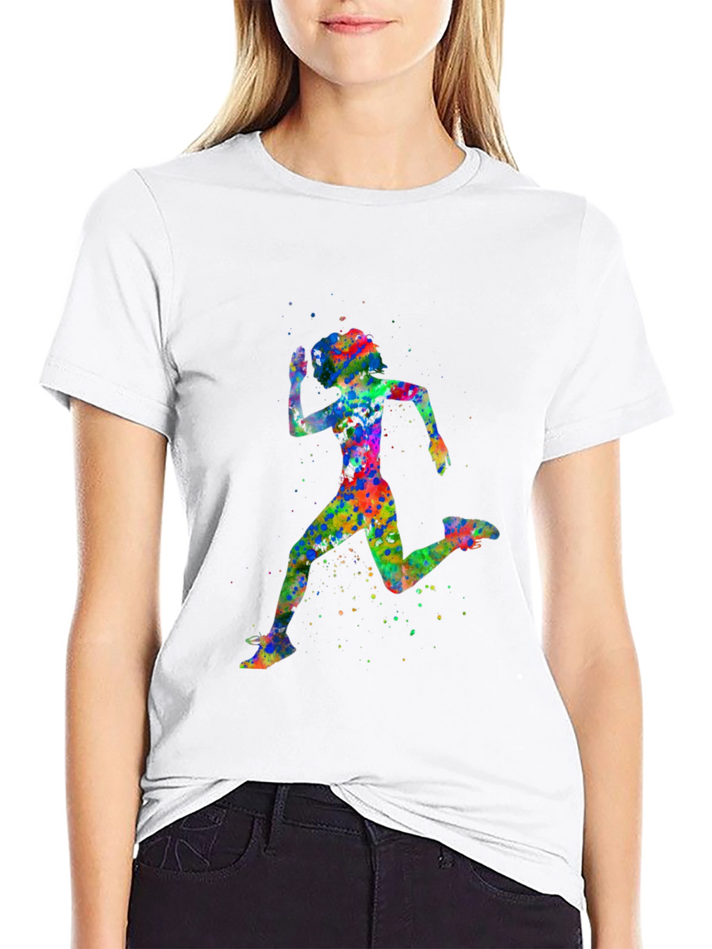 Watercolor Running Woman T-Shirt