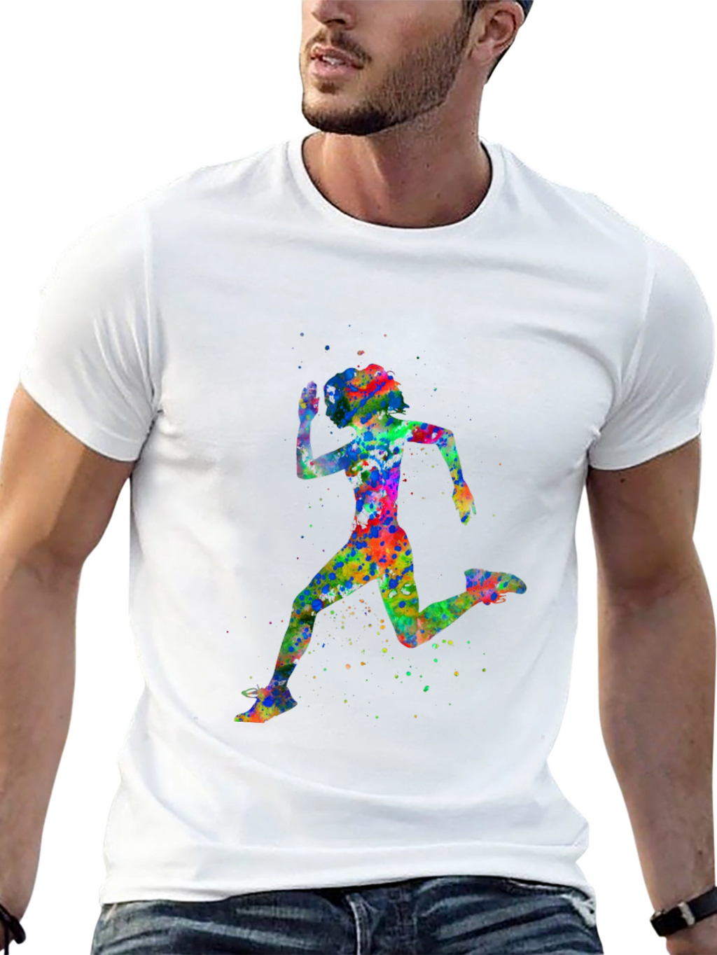 Watercolor Running Woman T-Shirt