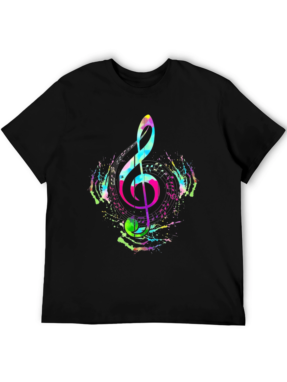 Vibrant Musical Note T-Shirt - Colorful Treble Clef Design
