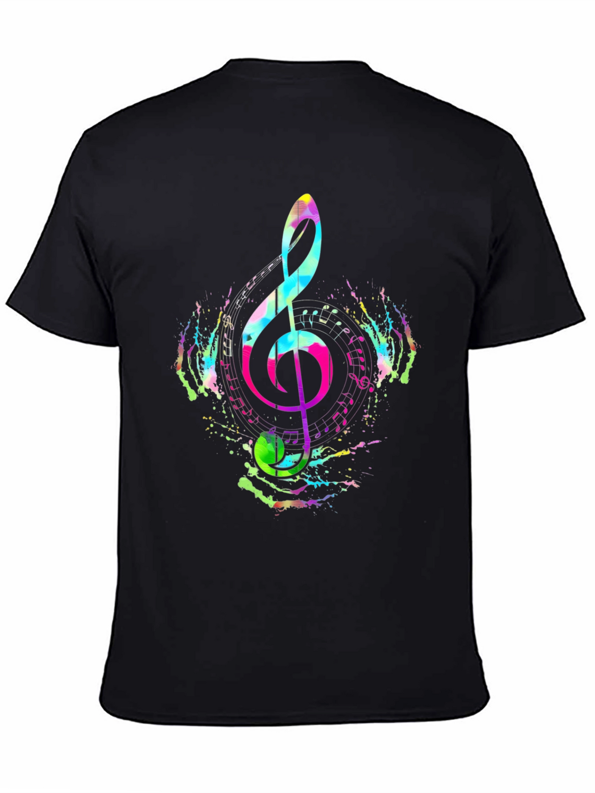 Vibrant Musical Note T-Shirt - Colorful Treble Clef Design