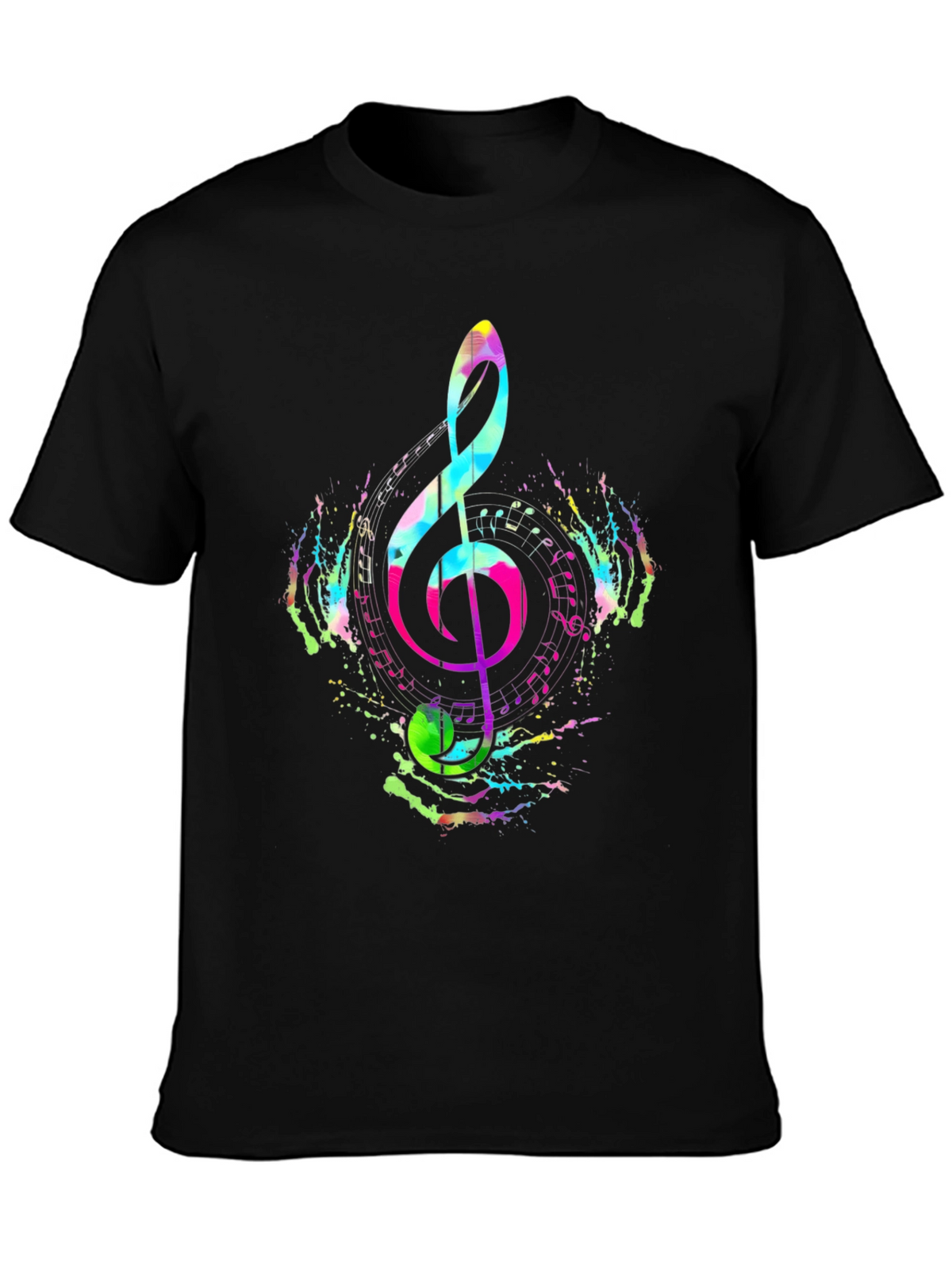 Vibrant Musical Note T-Shirt - Colorful Treble Clef Design