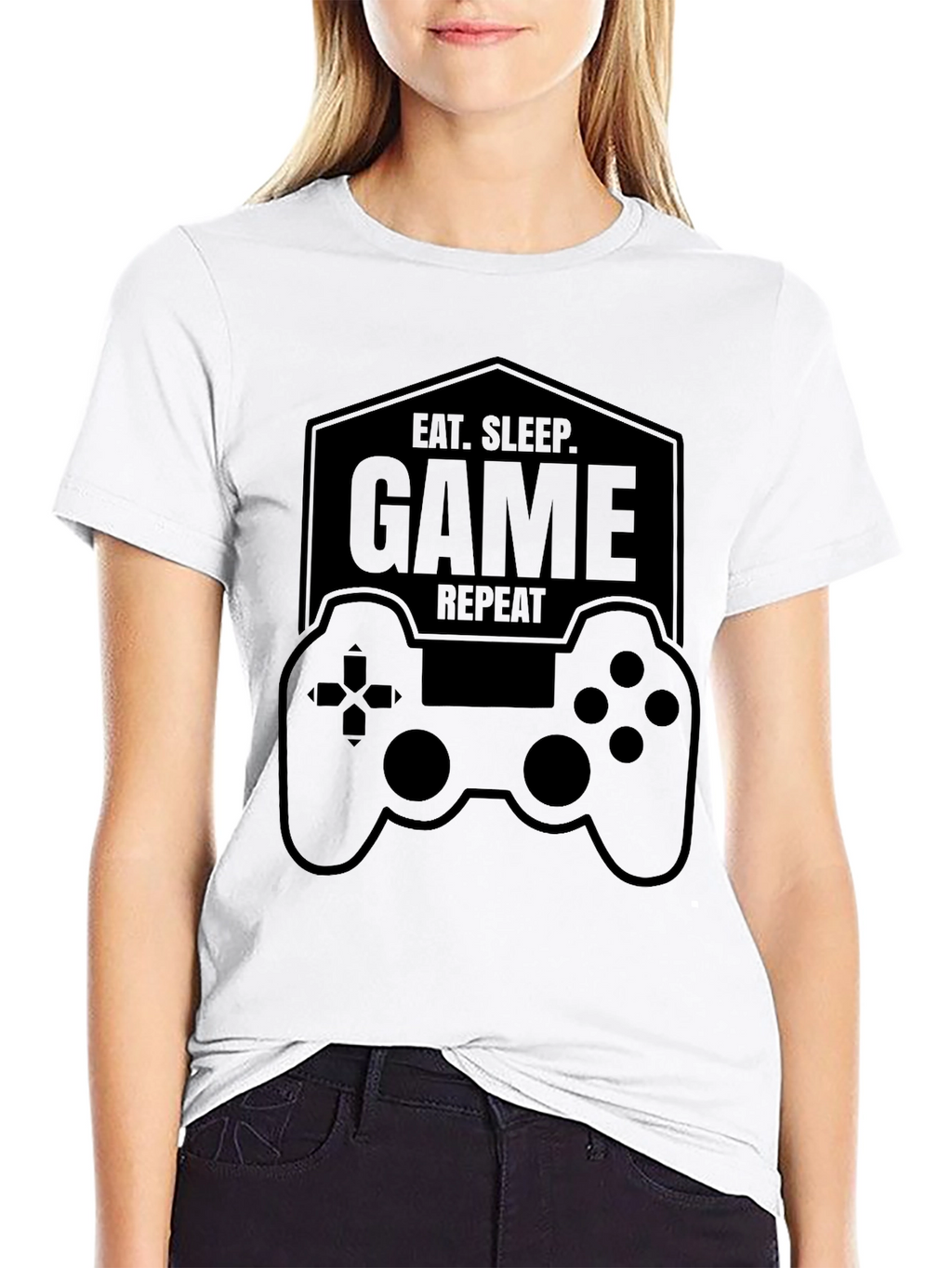 Eat Sleep Game Repeat Black T-Shirt